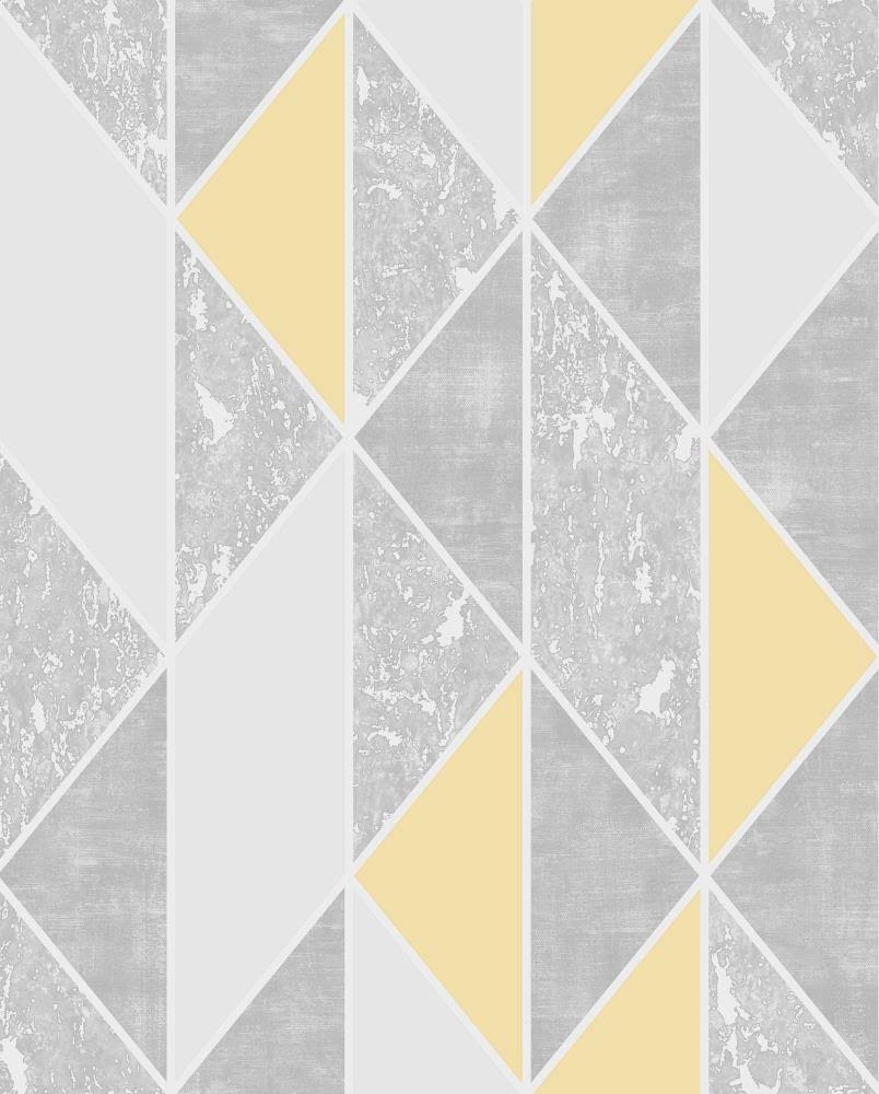 Graham \u0026 Brown Milan Geo Yellow and Grey Wallpaper