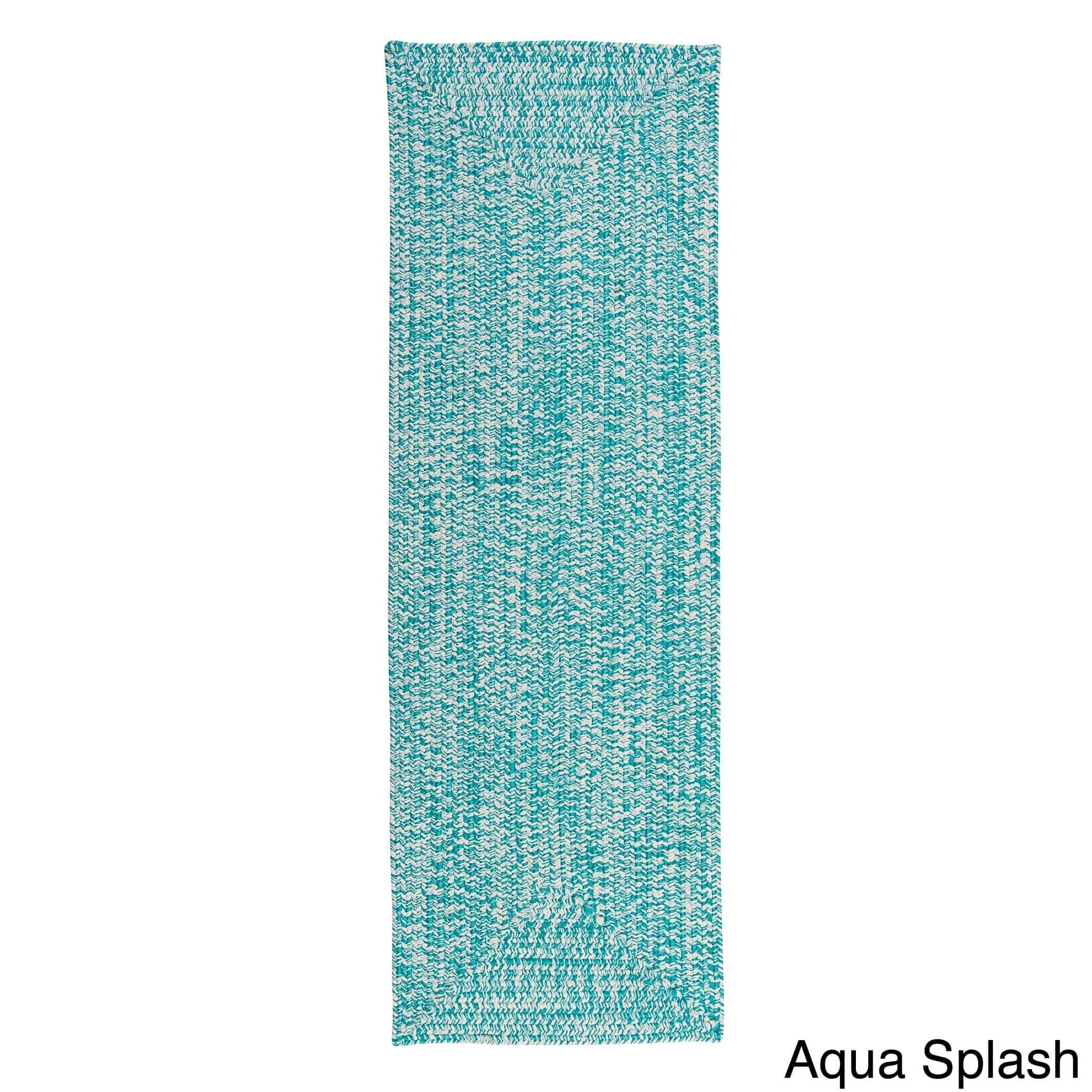 Ocean&s Edge Braided Outdoor Rug - 2& x 7& Runner - Aqua Splash