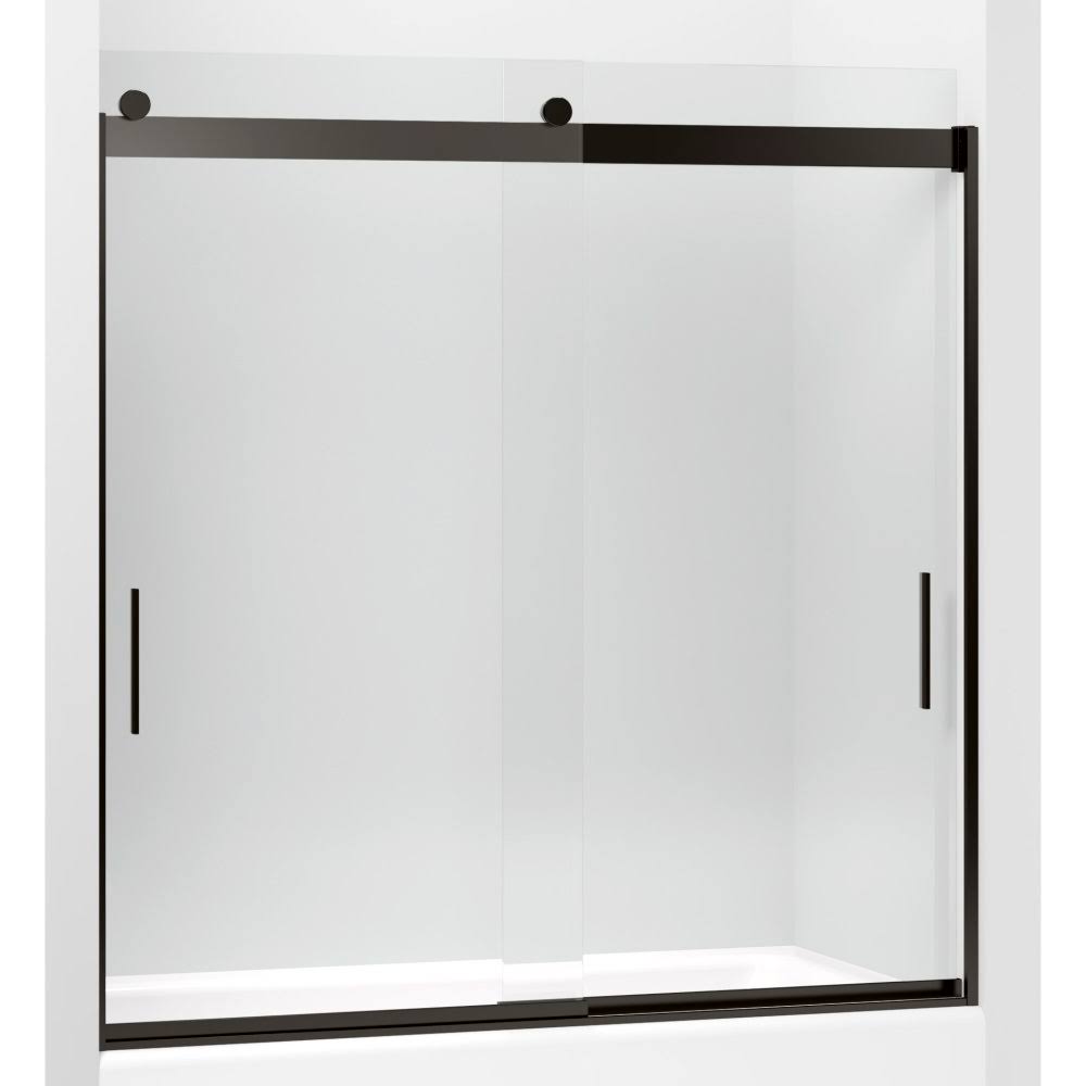 Kohler 706000-L-ABZ Levity Sliding Bath Door, 62x22 H x 56-5/8 - 59-5/8x22 W, with 1/4x22 Thick Crystal Clear Glass and Blade Ha