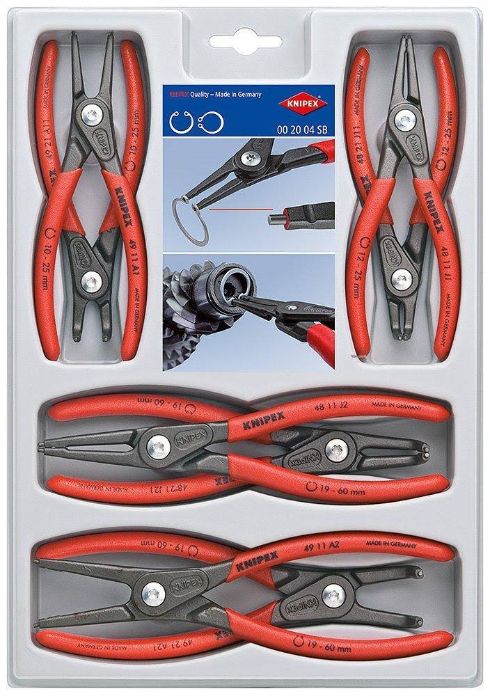 Knipex 00 20 04 SB 8 Piece Precision Circlip Snap Ring Pliers Set