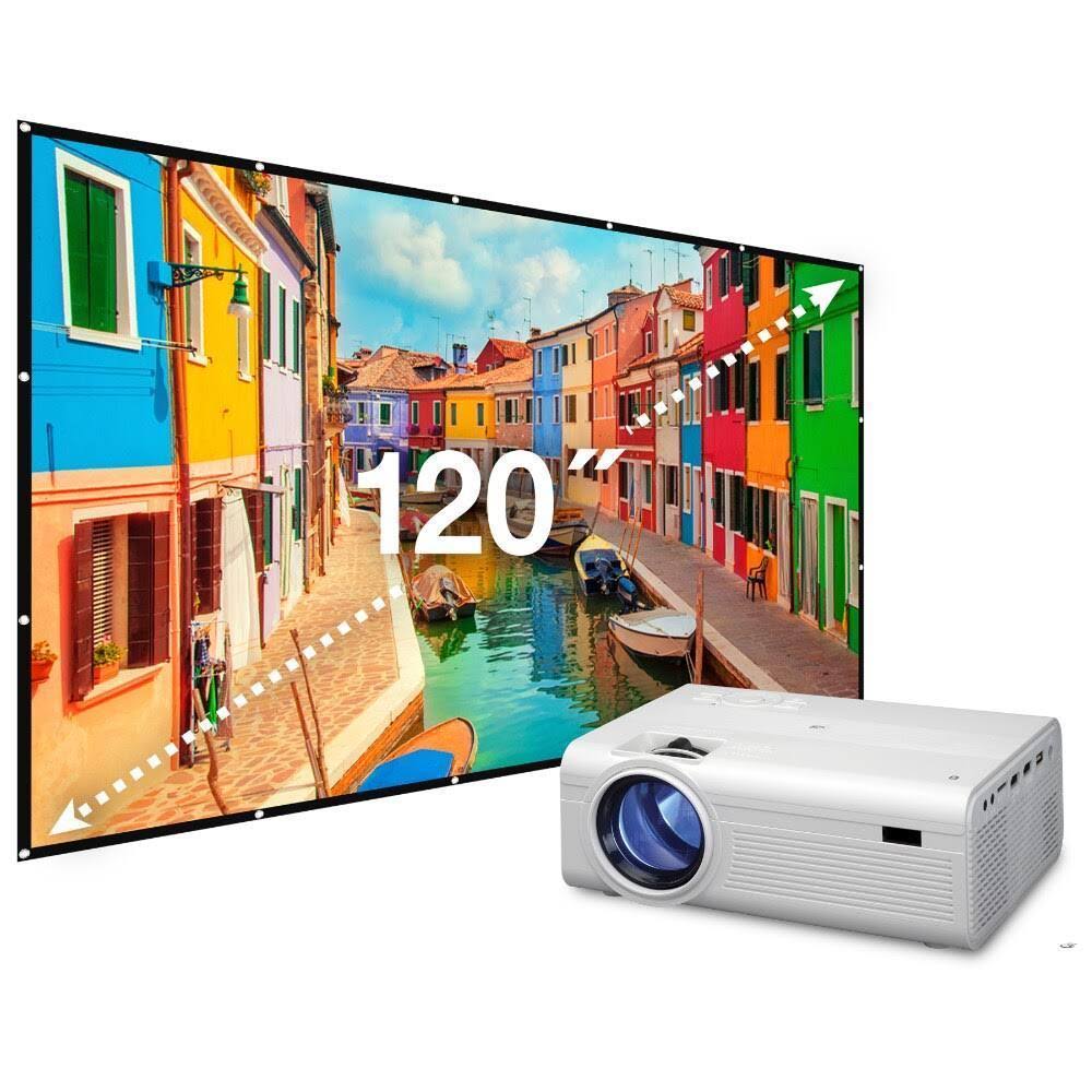 GPX Mini Projector with Screen, Pj308vp, White