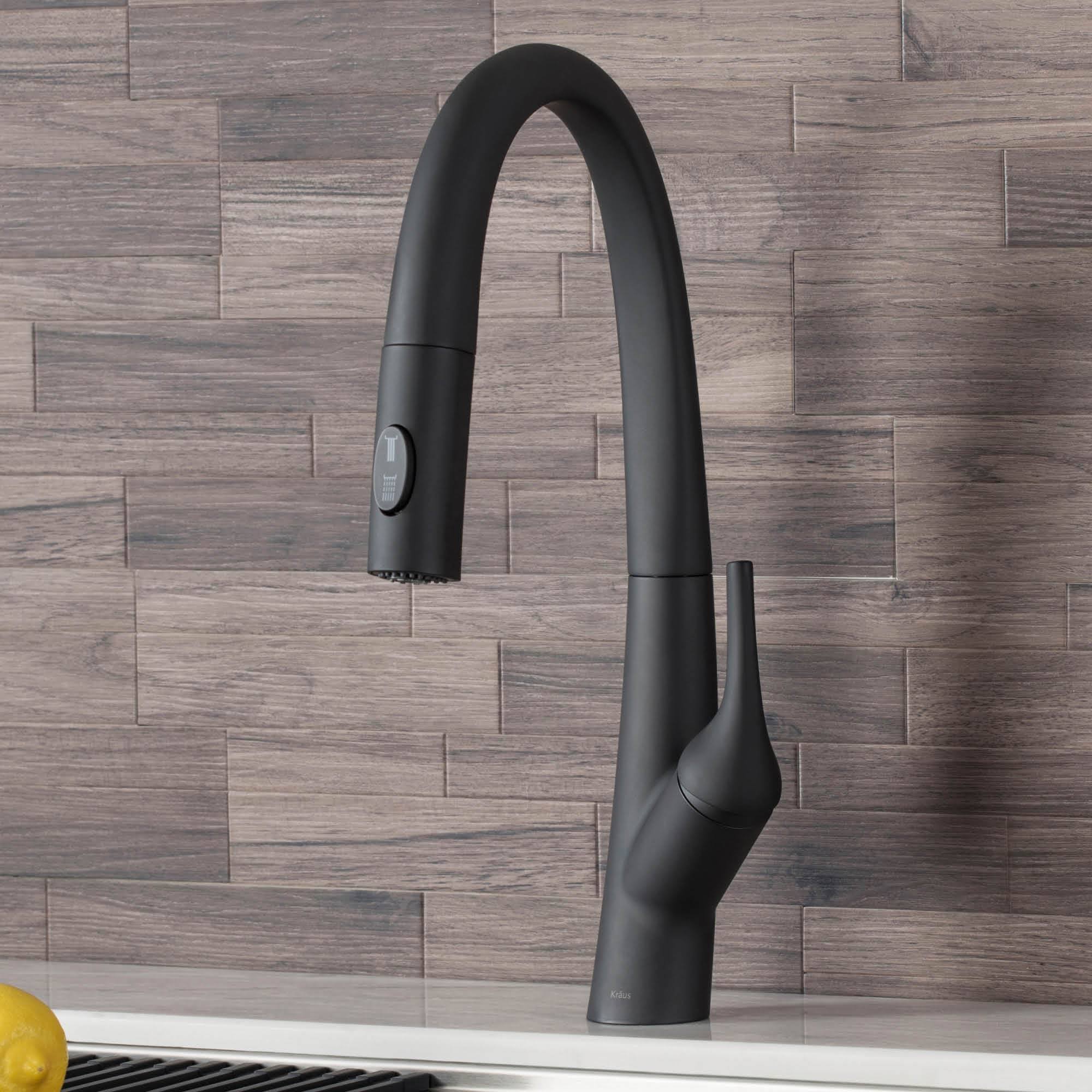 Kraus KPF-2523MB Arqo M Single Handle Kitchen Faucet, Matte Black Pull Down