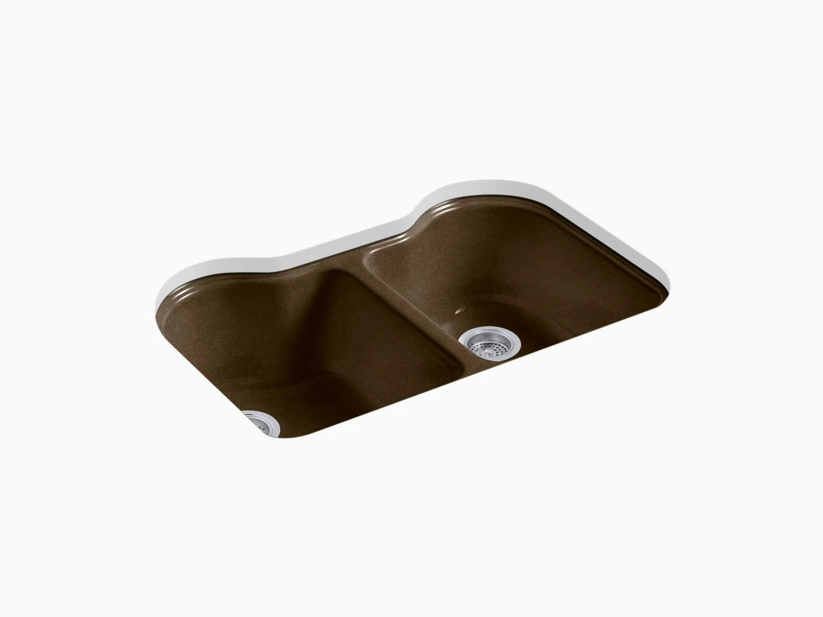 Kohler 5818-5U-KA Hartland 33x22 x 22x22 x 9-5/8x22 Undermount double-equal Kitchen Sink with 5 Faucet Holes - Black &n Tan