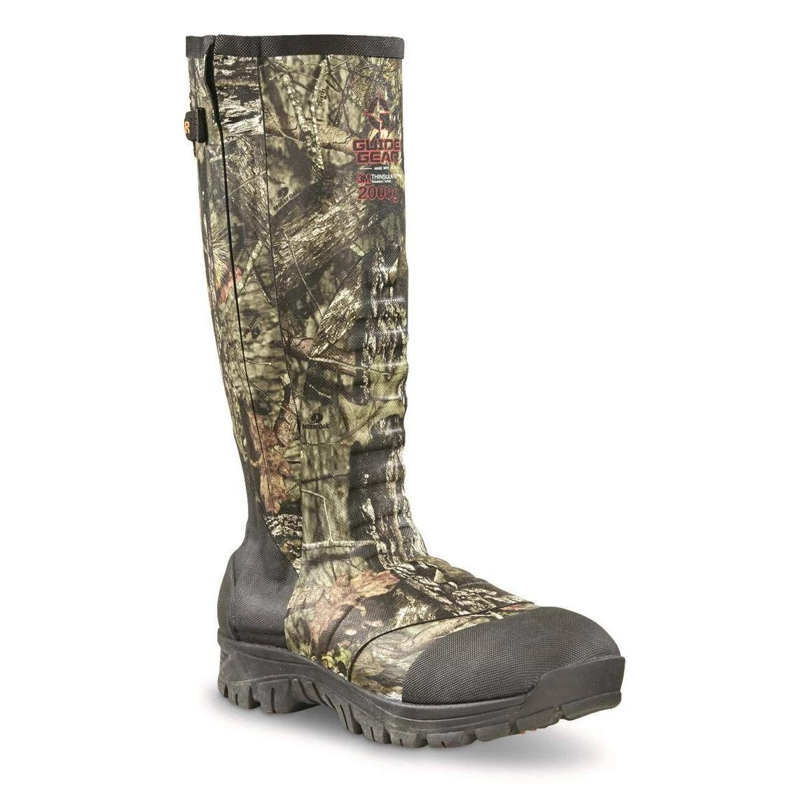 Guide Gear Men&s Side Zip Ankle Fit Insulated Rubber Boots 2000 Grams, Mossy Oak Break-Up Country, 14D