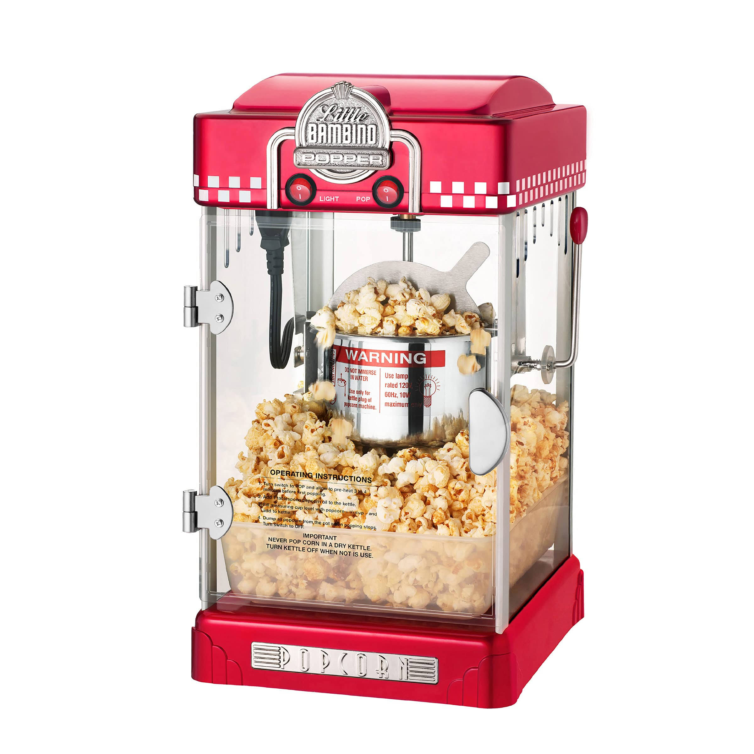 Great Northern Red Little Bambino Table Top Retro Popcorn Popper