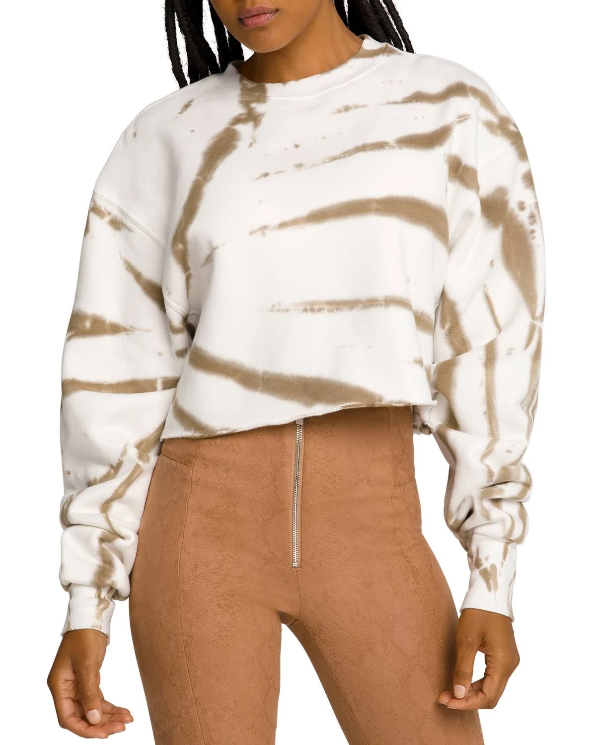 Good American Women&s Cropped Cool Sweatshirt - Tan/Beige - Size 3/L