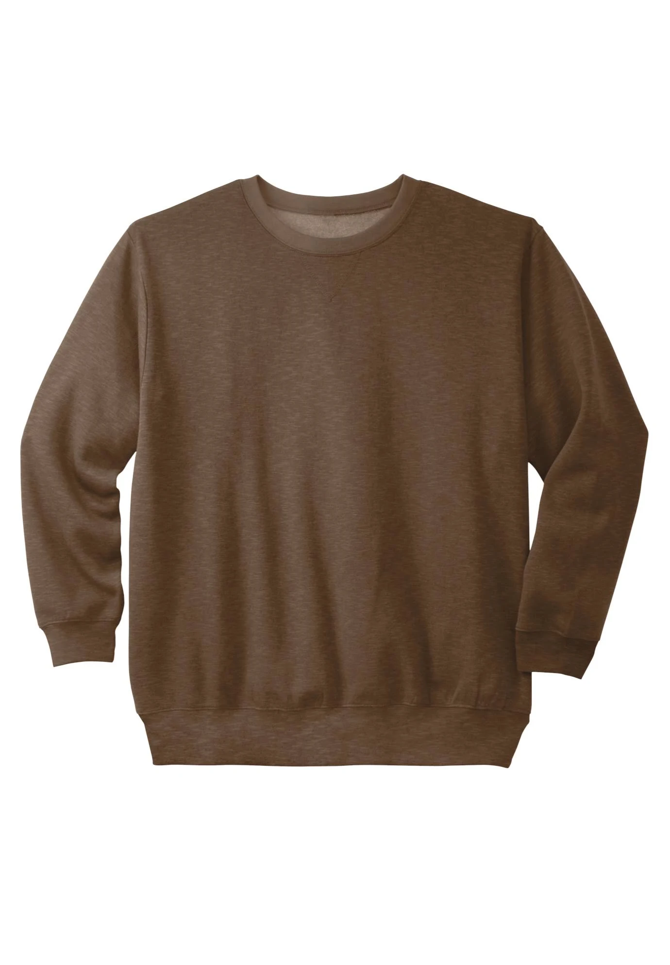 Men's Big \\u0026 Tall Fleece Crewneck Sweatshirt by KingSize in Brown Marl (Size 6XL)