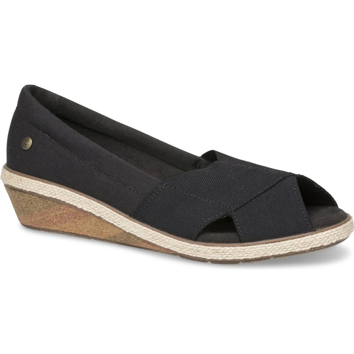 Women&s Grasshoppers Peach Open Toe Slip On, Size: 7.5, Black