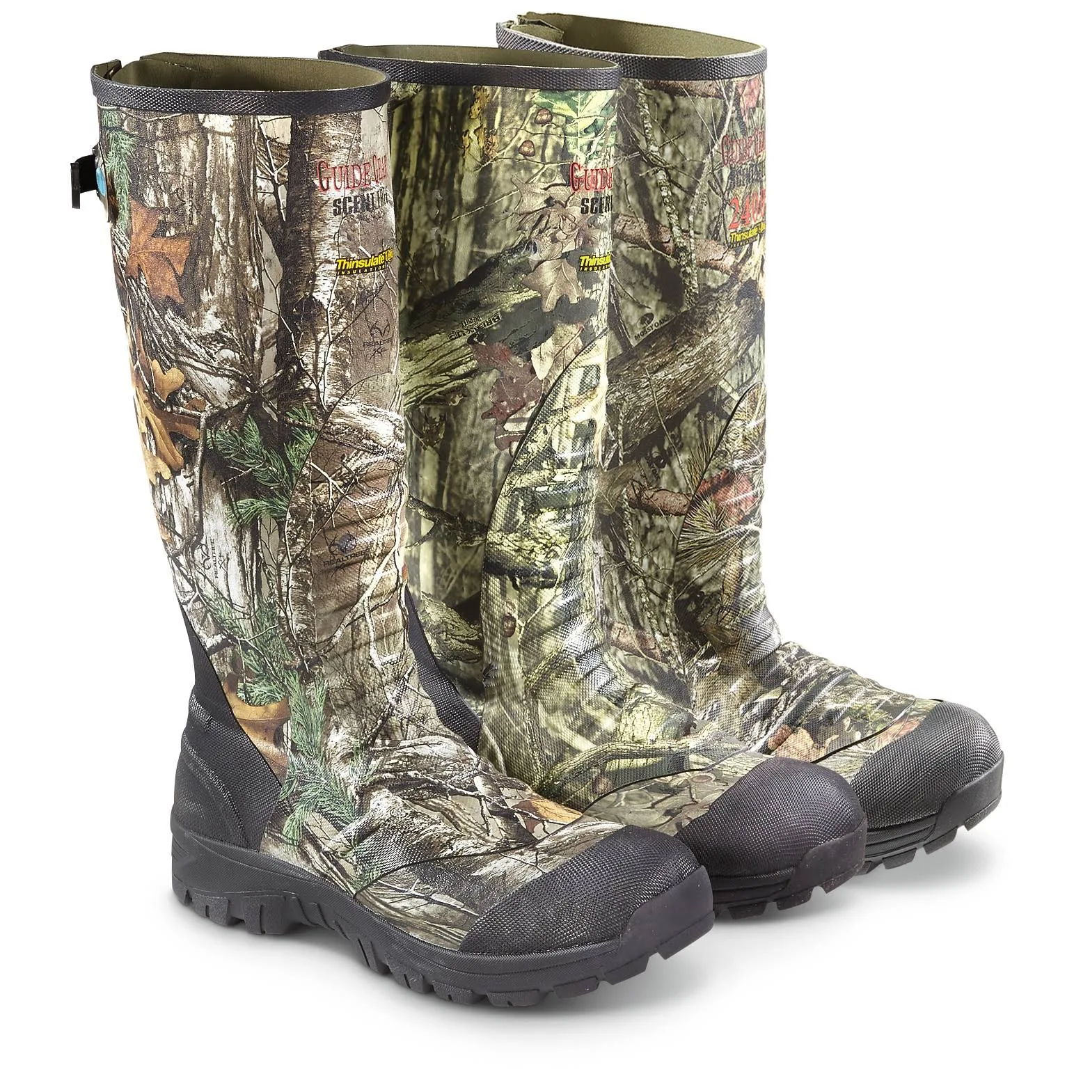 Rubber Hunting Boots: Guide Gear Ankle Fit Insulated Boots 2400 Gram, 12D, Mossy Oak Break-Up Country, Men&s Size 12D