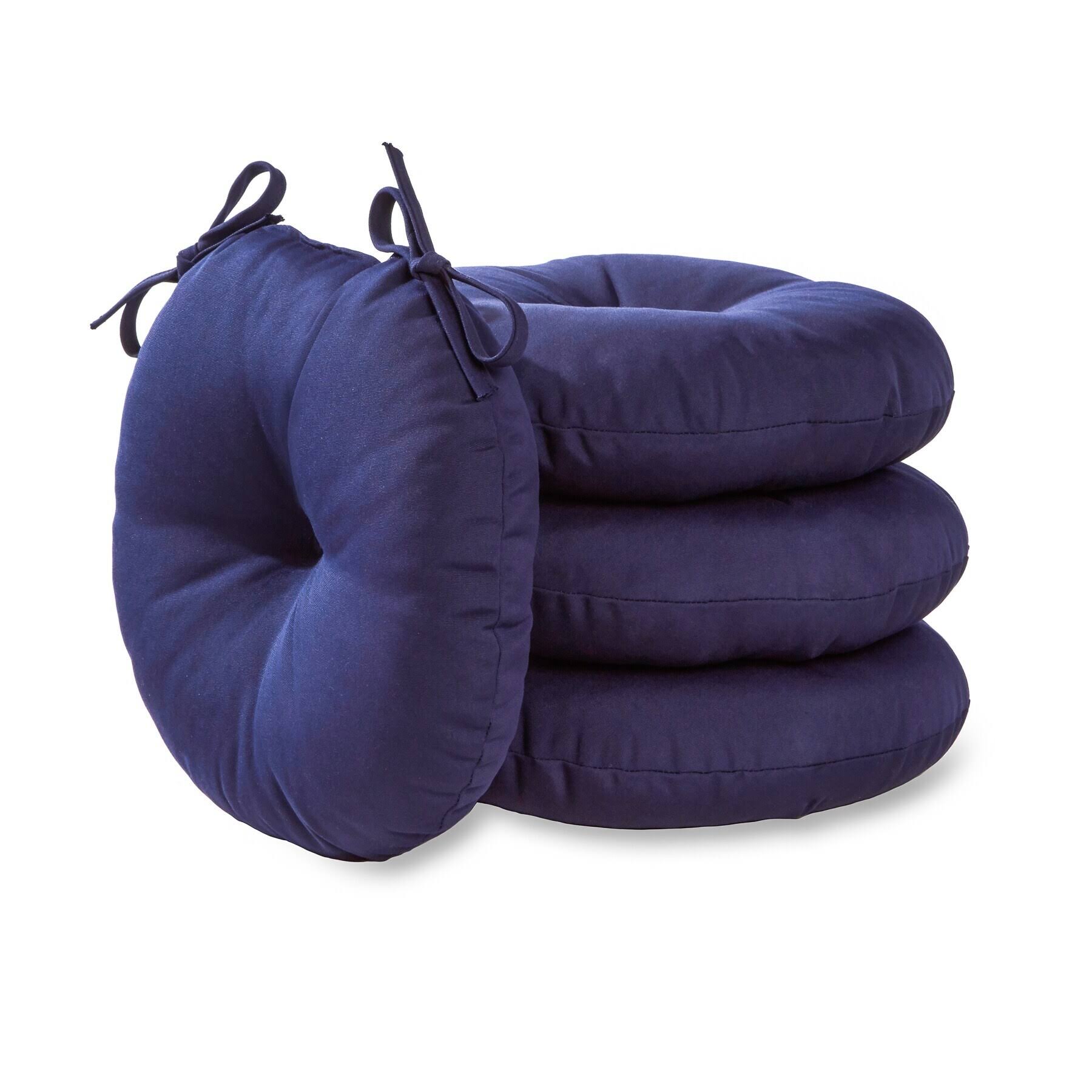 Driftwood 15-inch Round Outdoor Solid Bistro Chair Cushion (Set of 4) by Havenside Home - 15 inch - Navy