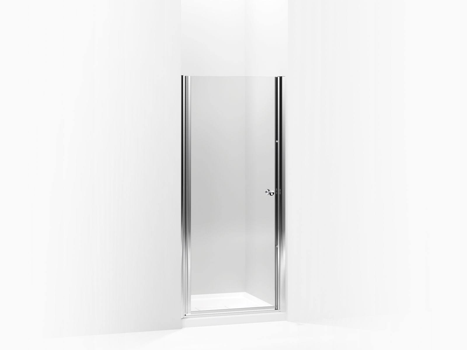 KOHLER K-702402-L-SH Fluence Frameless Pivot Shower Door, Bright Silver