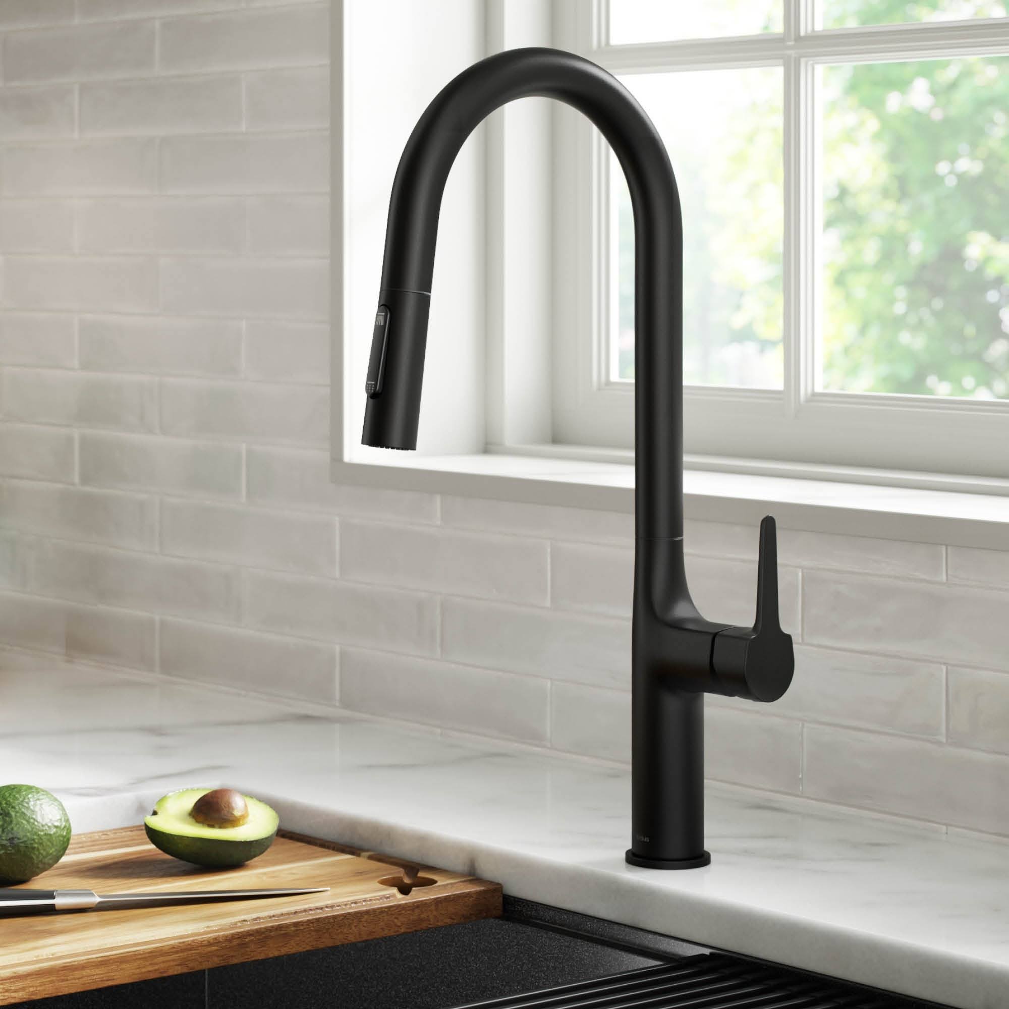 Kraus KPF-3101MB Oletto Pull Down Single Handle Kitchen Faucet Finish: Matte Black