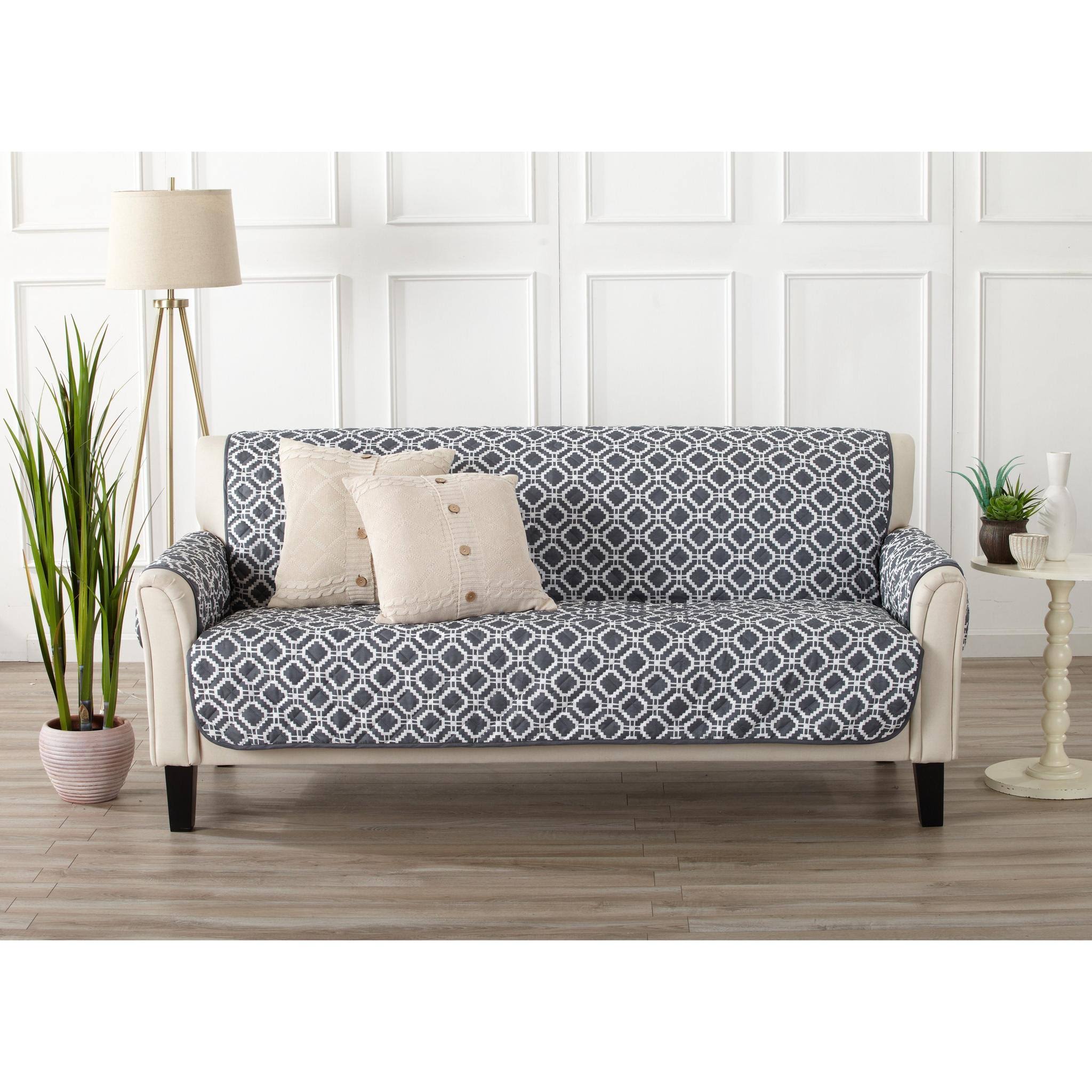 Great Bay Home Liliana Reversible Sofa Furniture Protector Steel Grey