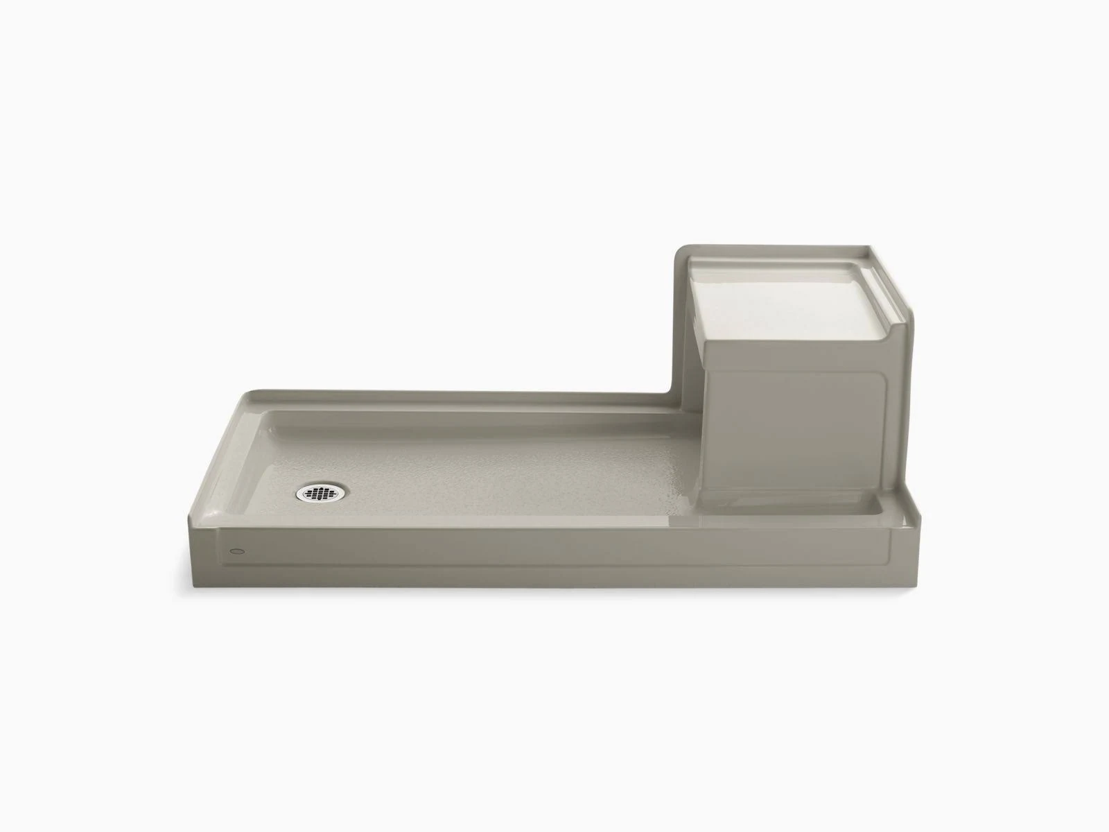 KOHLER K-1977-G9 Tresham 60 In. x 32 In. Single Threshold Left-Hand Drain Shower Base with Integral Right-Hand Seat, Sandbar