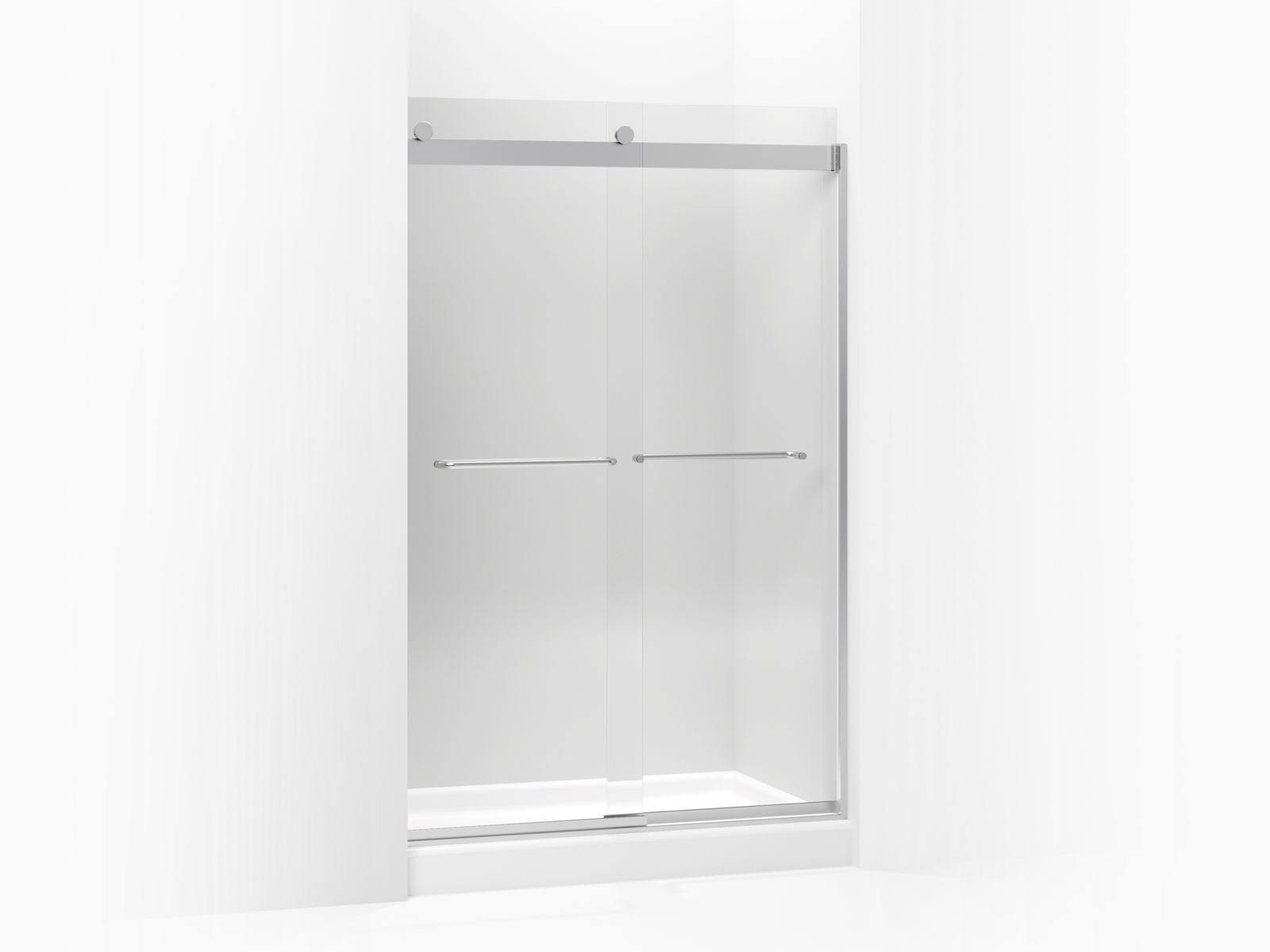 KOHLER K-706014-L-SH Levity Frameless Sliding Shower Door with Crystal Clear Glass, Bright Silver