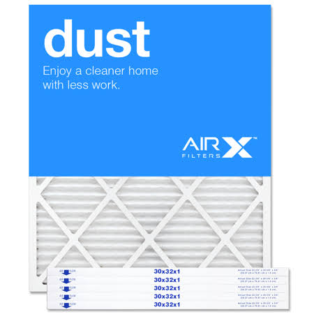 AIRx Filters Dust 30x32x1 Air Filter MERV 8 AC Furnace Pleated Air Filter Replacement Box of 6, Made in The USA, White
