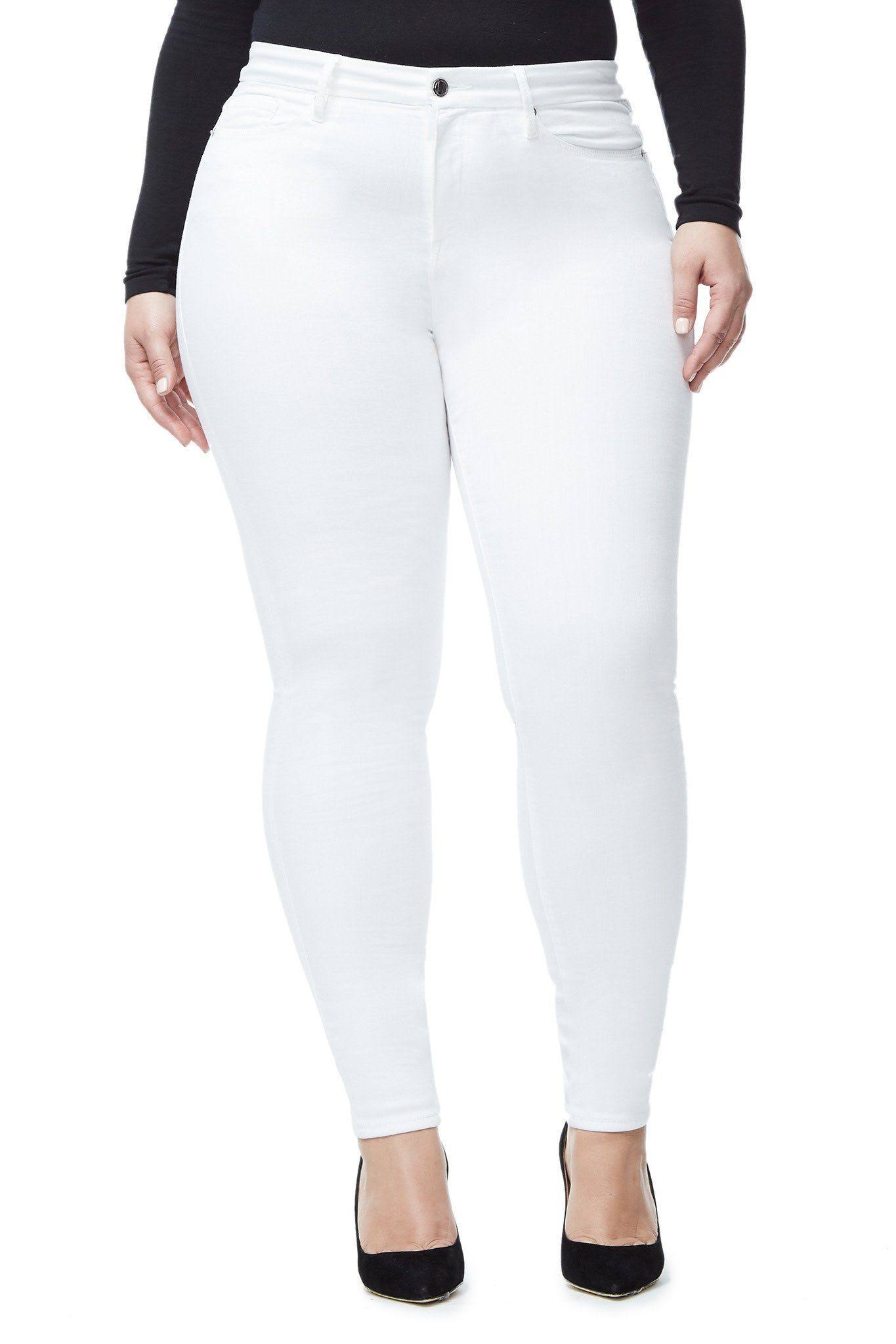 Women&s Good Legs High Waisted Skinny Jeans | Extra Stretch, Flat Tummy Tech, Gap-Proof Waistband in White Size 8 | Good America