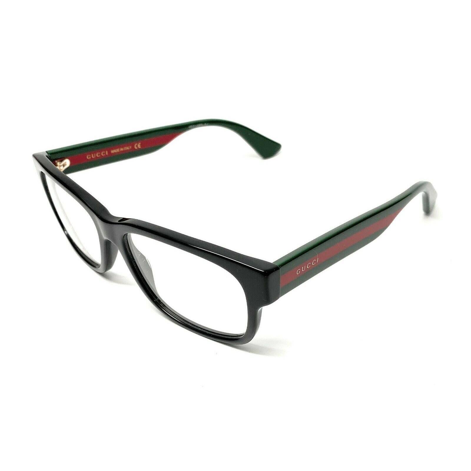GucciGG0343O-Black with Green and Red Stripe, 55m Eyeglass