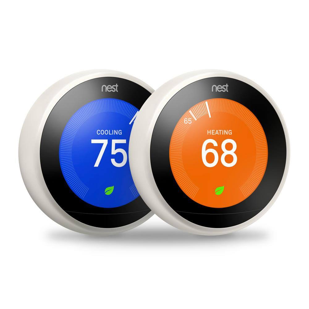 Google Nest Learning Thermostat 3rd Gen in White (2-Pack) VBDWDWXX17