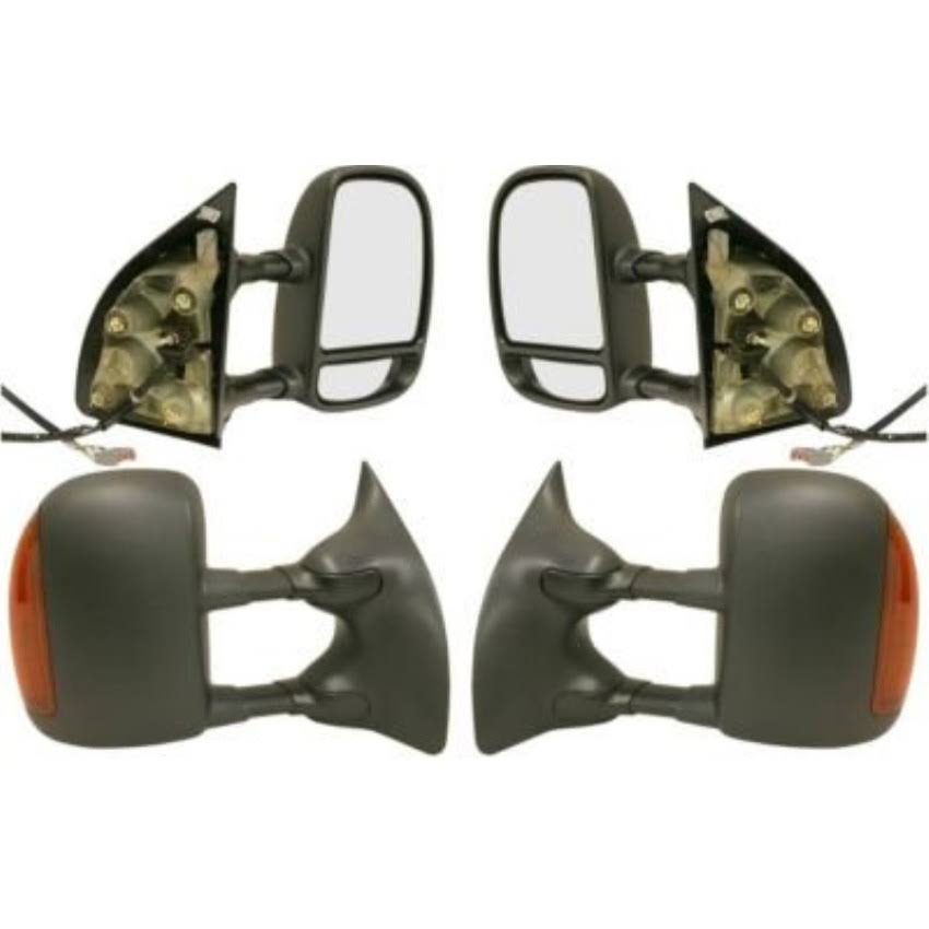 Kool Vue Power Mirror Pair for 2003-2007 Ford F-250 Super Duty LH u0026 RH Textured Black Heated w/ Signal Light