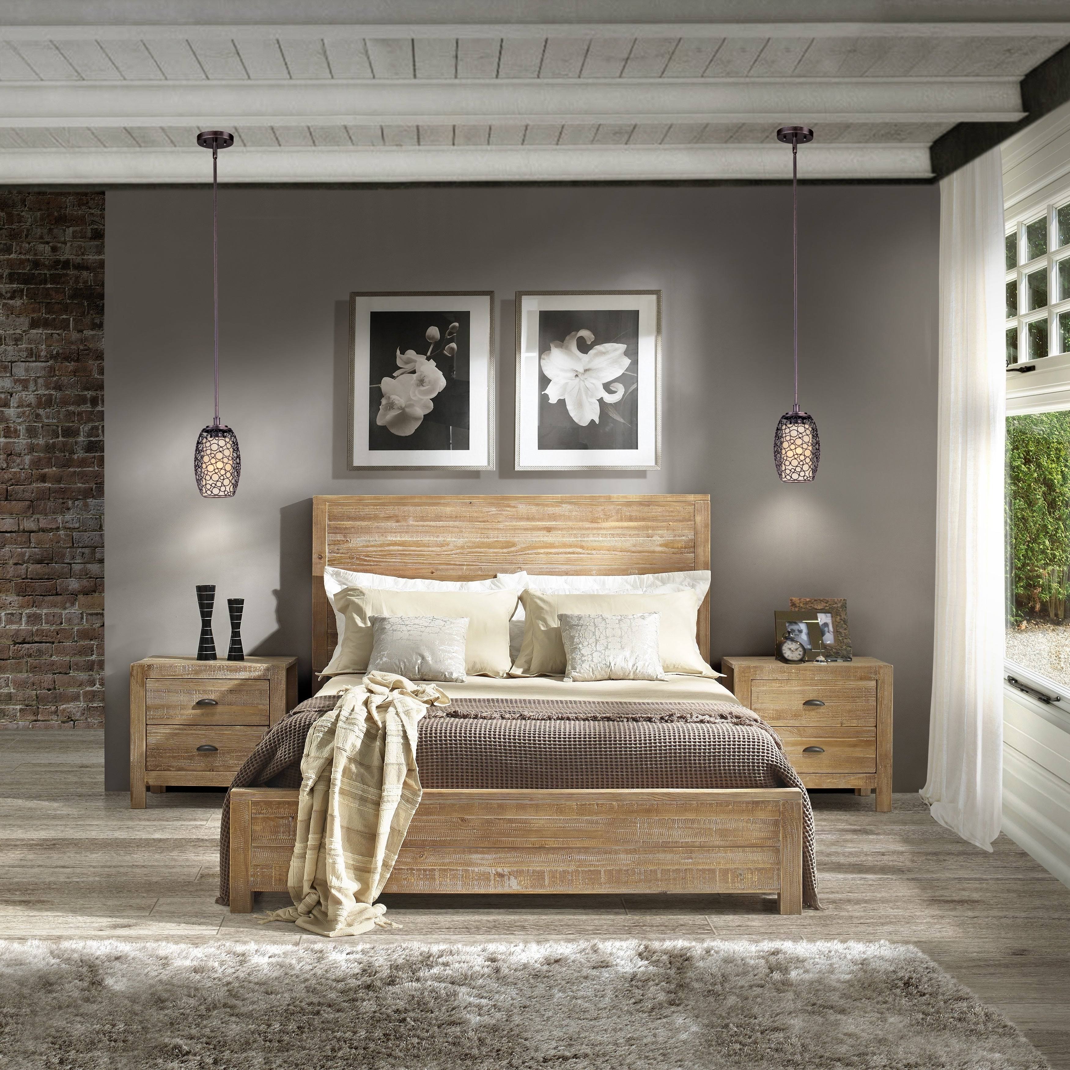 Grain Wood Furniture Montauk King Solid Wood Panel Bed, Driftwood