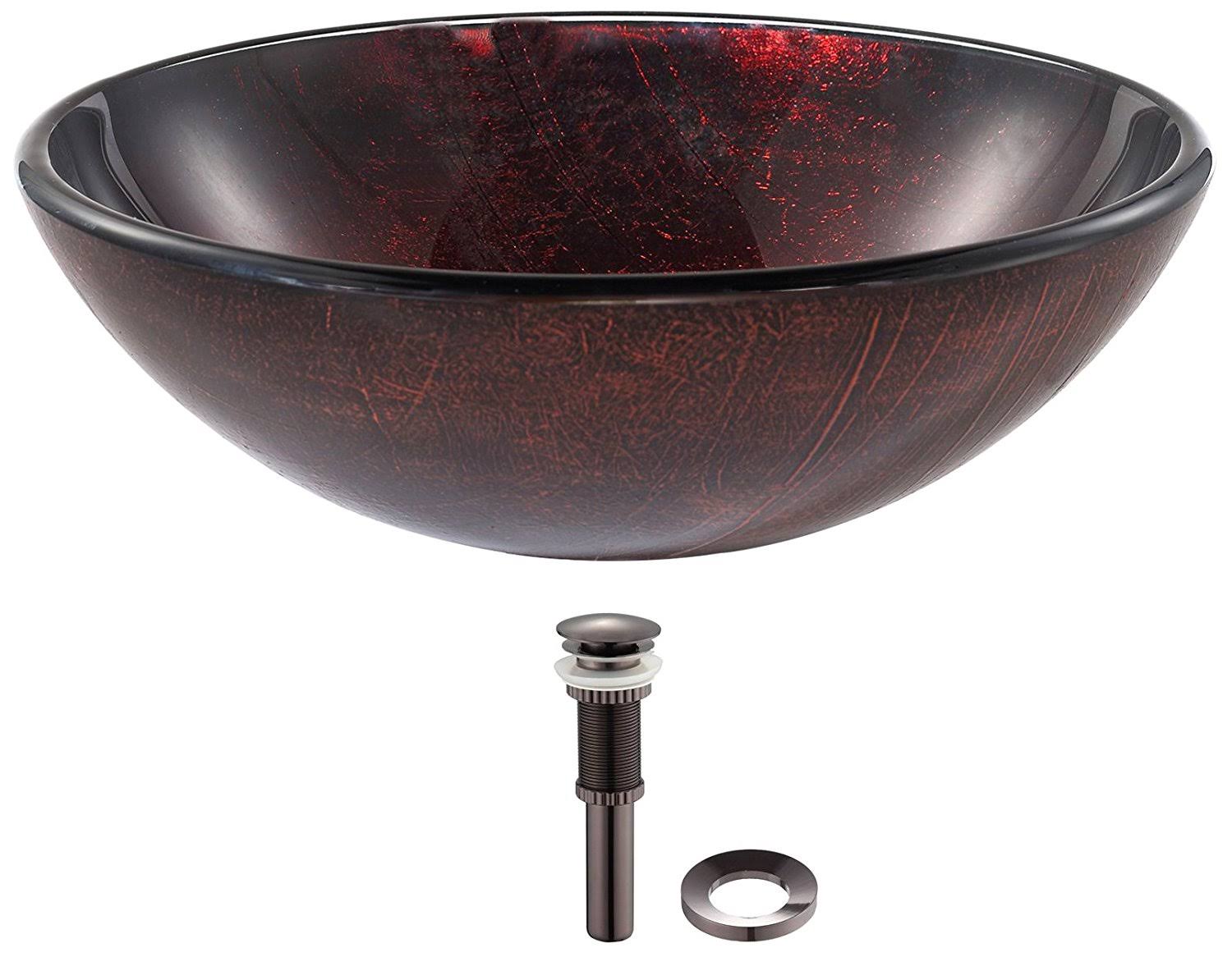 Kraus GV-682 Saturn Glass Vessel Sink, Brown