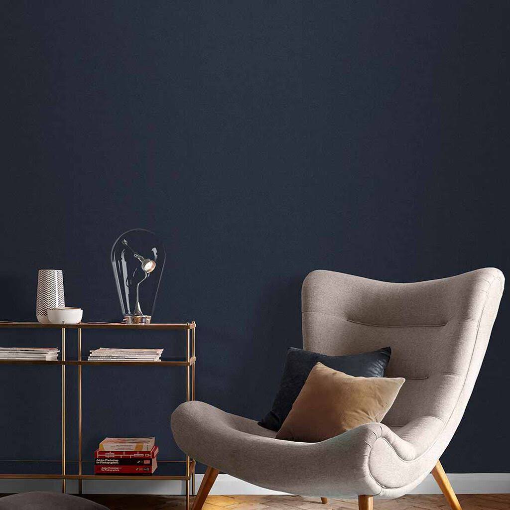 Graham u0026 Brown Midnight Navy Plain Wallpaper
