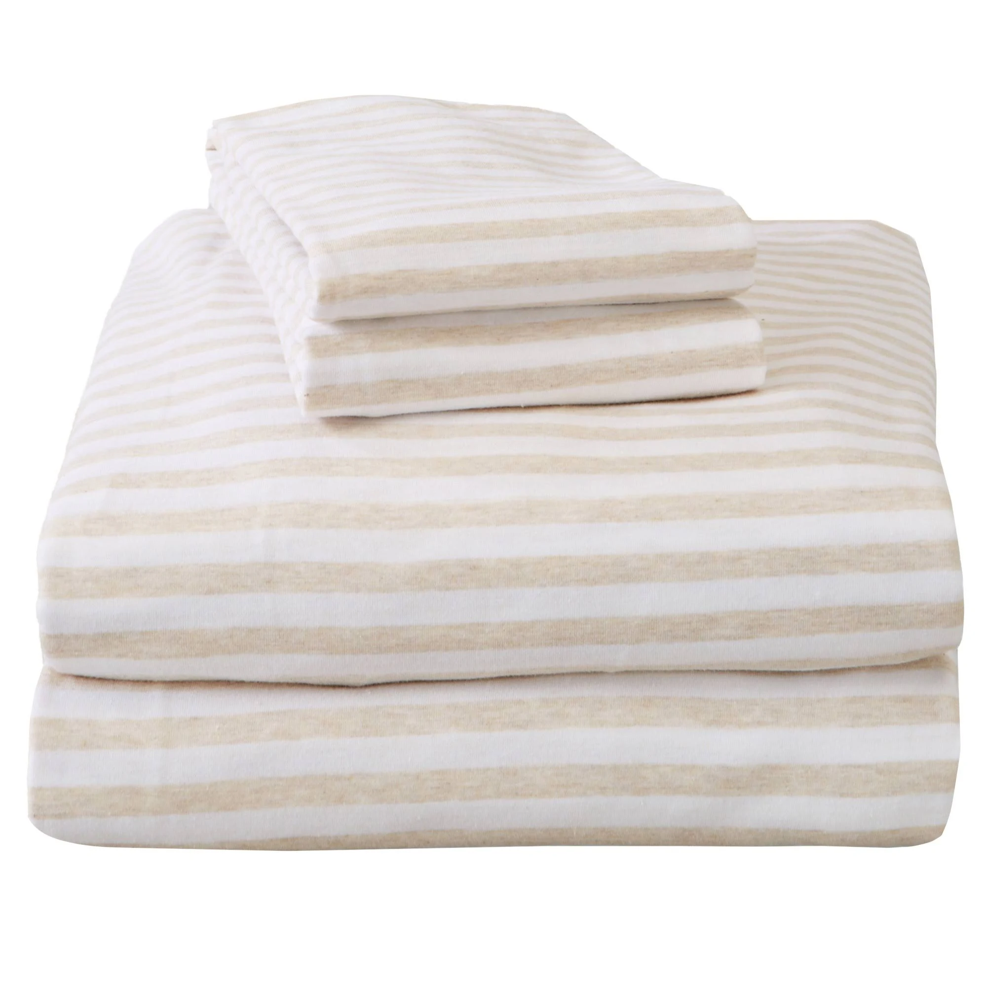 Great Bay Home Cotton Jersey Knit Sheet Set Full Oatmeal Stripe