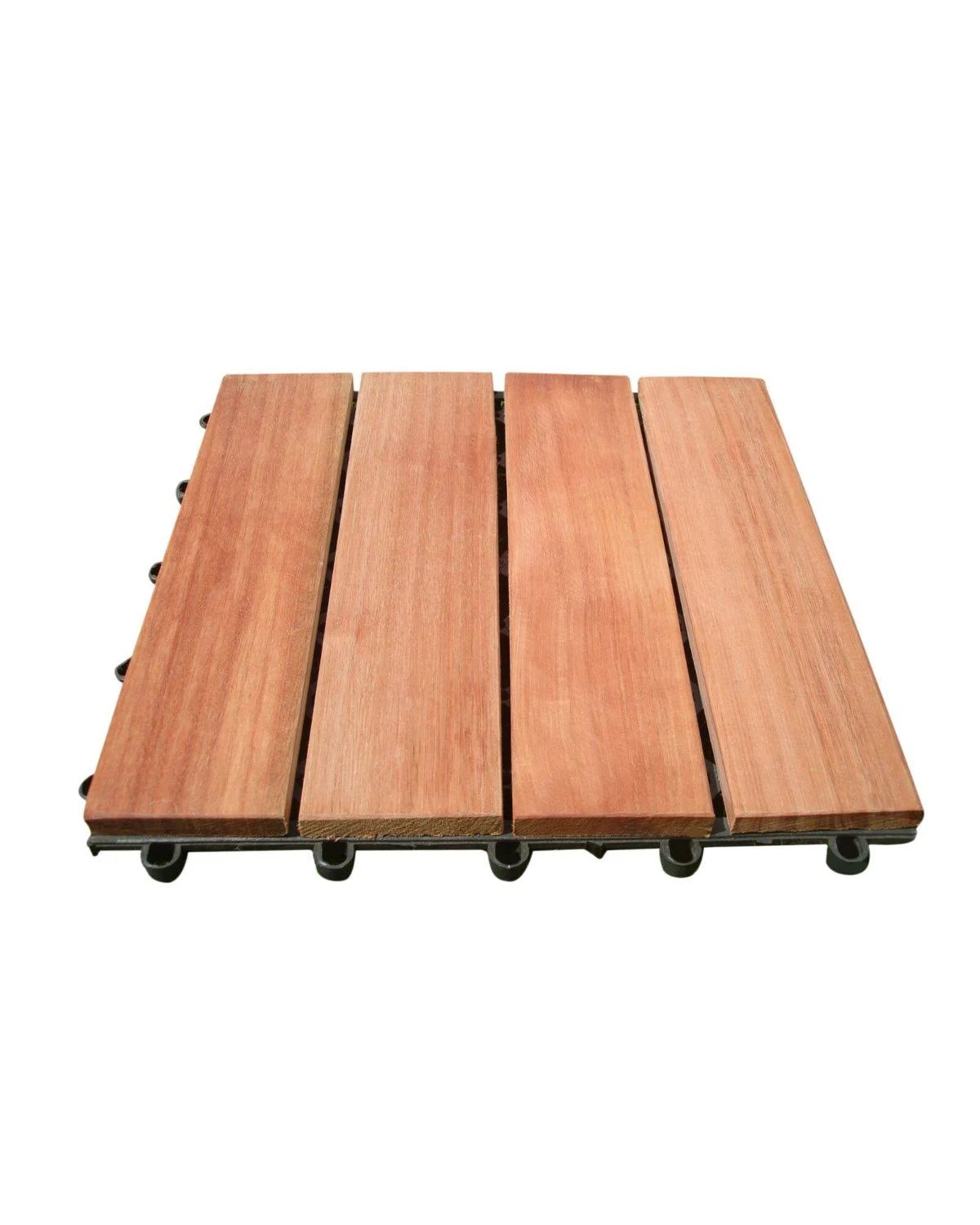Vifah 4 Slat Acacia Interlocking Deck Tile (Teak Finish - Set of 10 Tiles)