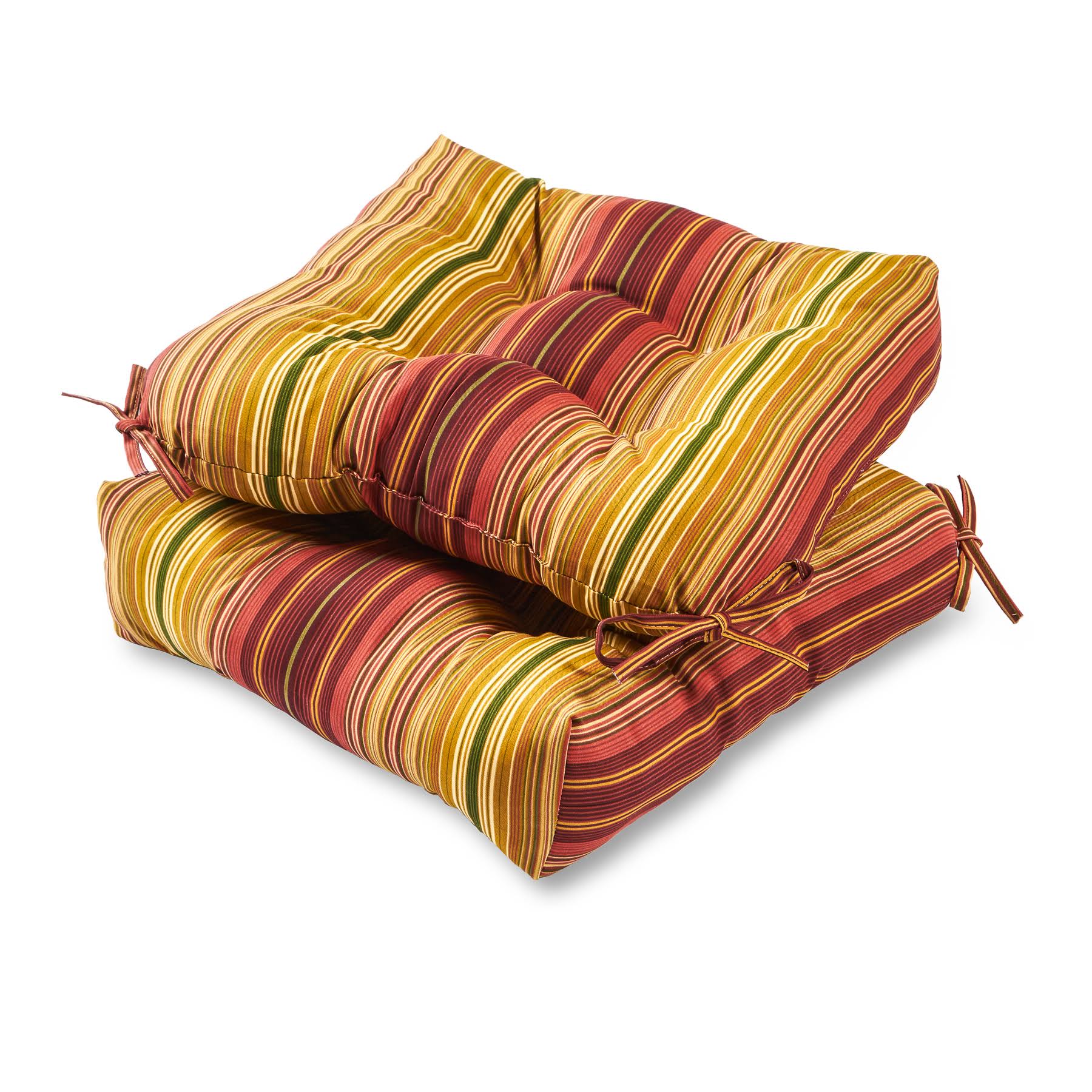 Greendale Home Fashions 20-inch Outdoor Chair Cushion Set of 2, Kinnabari Stripe
