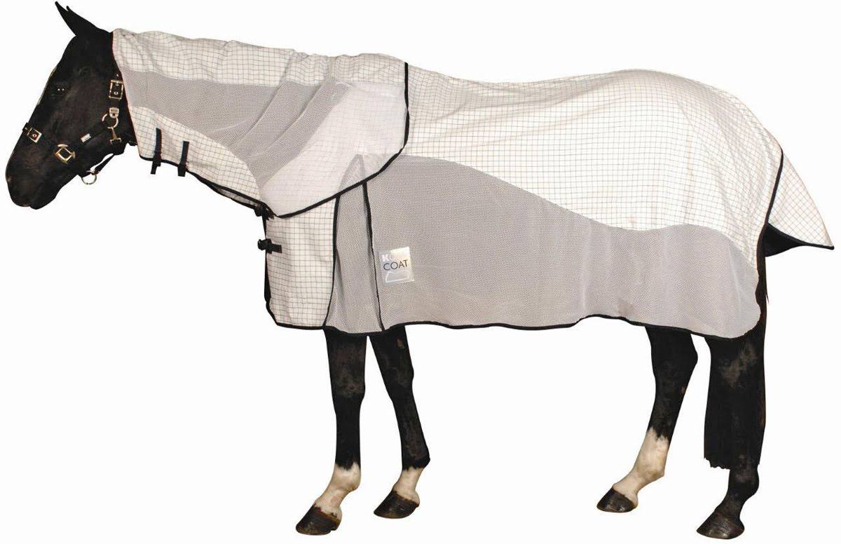 Kool Coat Airstream Detach-A-Neck Horse Sheet, White/Navy, 78x22