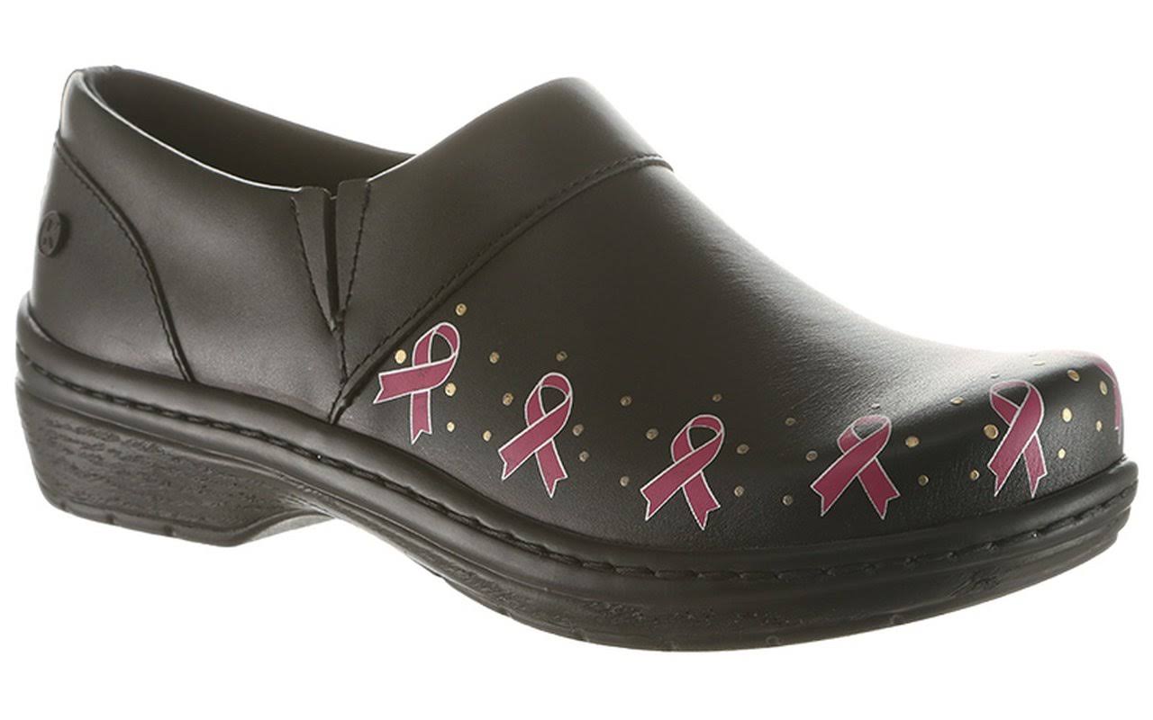 Women&s Klogs Mission, Adult, Size: 6.5, Black/Pink Ribbon Leather