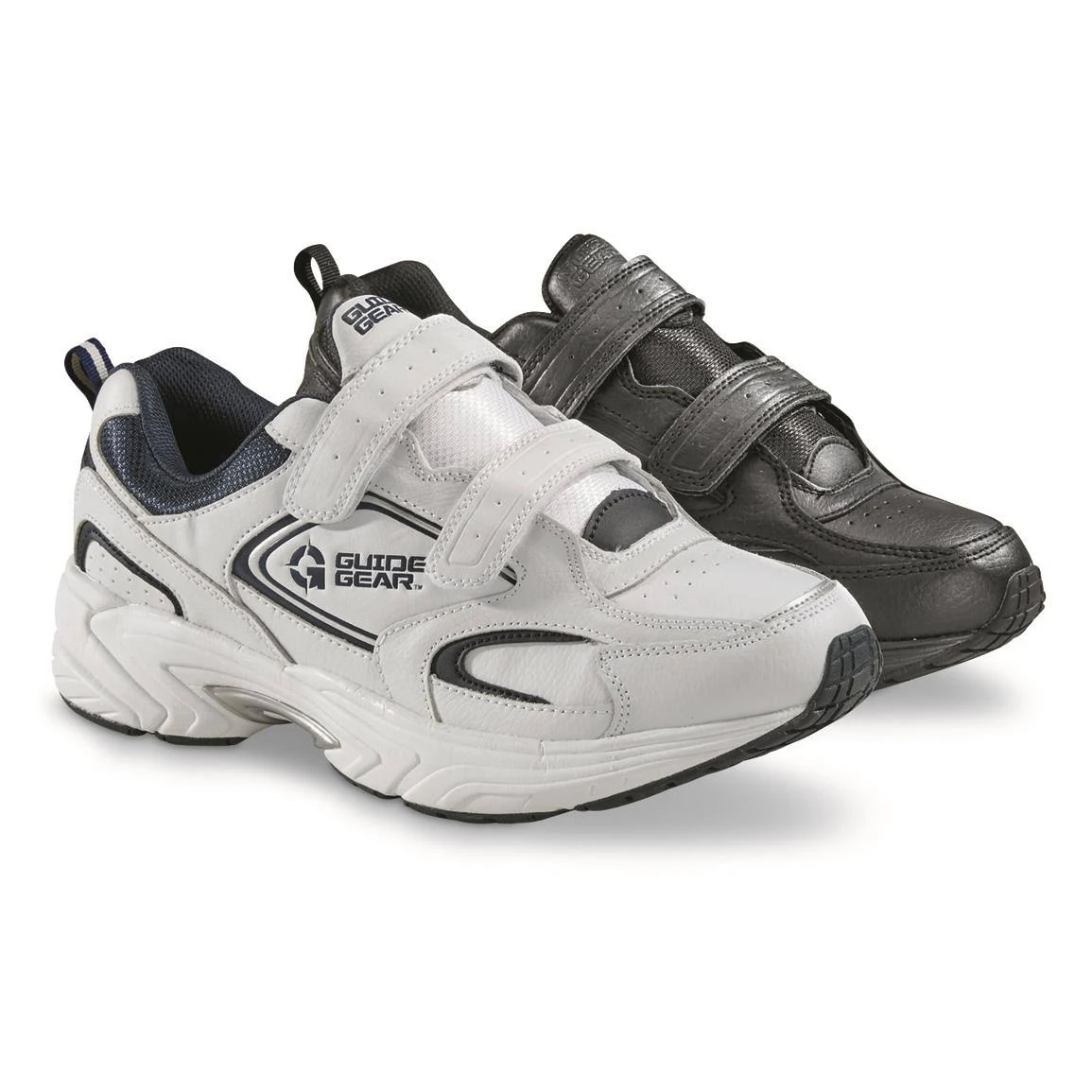 Guide Gear Men&s Hook-and-Loop Walking Shoes, 8.5 4E, White/Navy