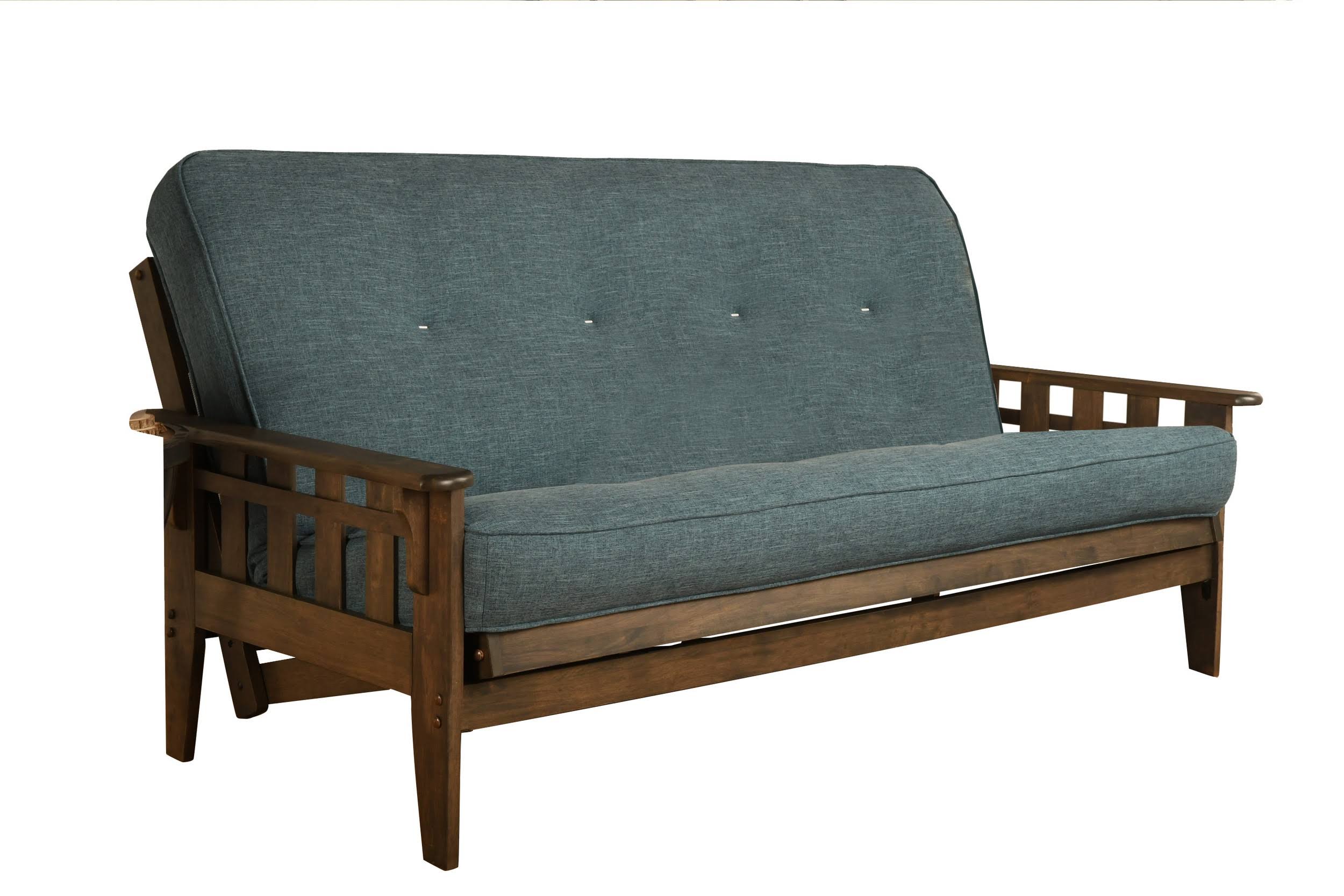 Kodiak KFTSRWLAQULF6MD3 | Kodiak Tucson Rustic Walnut Full Futon with Linen Aqua Mattress Sold by Goedeker&s | Futons