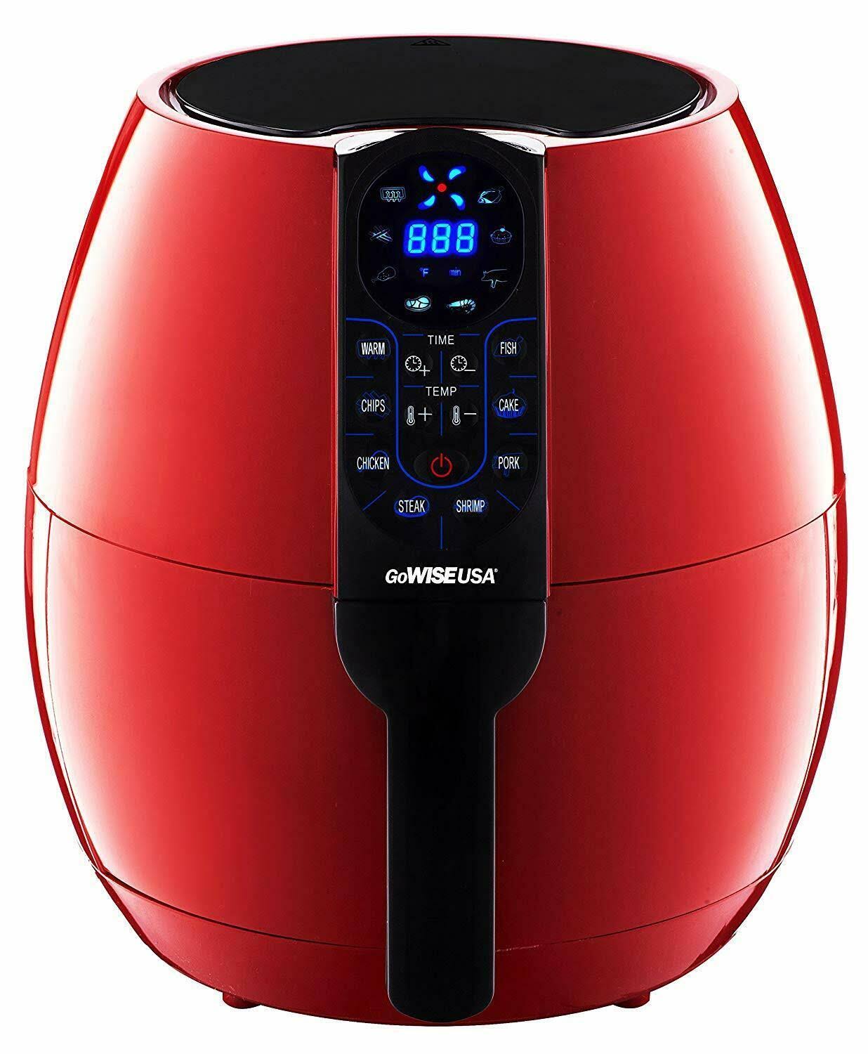 GoWISE USA 3.7 qt. Red Air Fryer with 8-Cook Presets