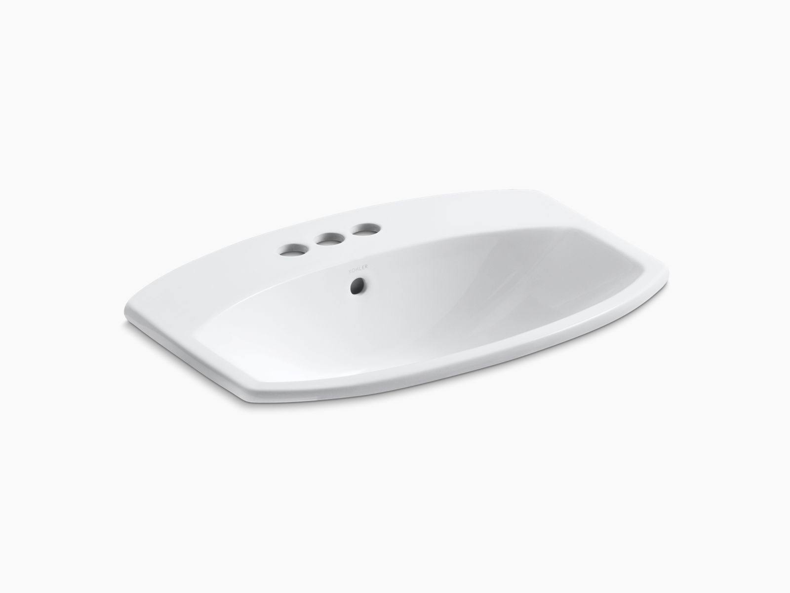 Kohler 2351-4-0 Cimarron Drop-In Bathroom Sink with 4x22 Centerset Faucet Holes - White