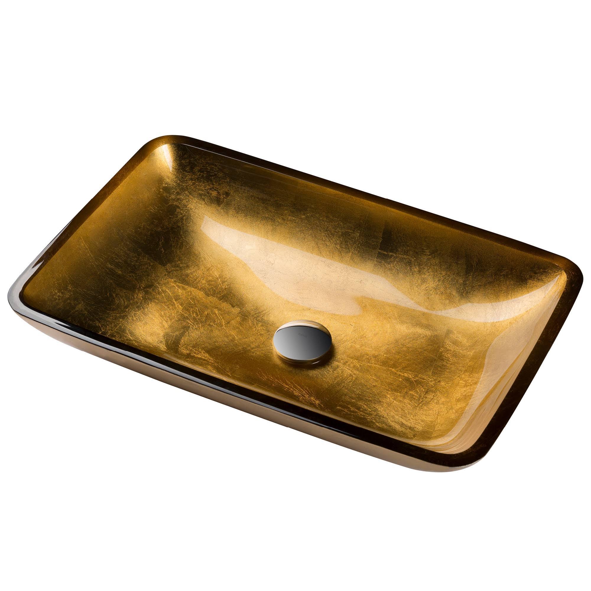 Kraus Gvr-210-re Golden Pearl Rectangular Glass Vessel Sink
