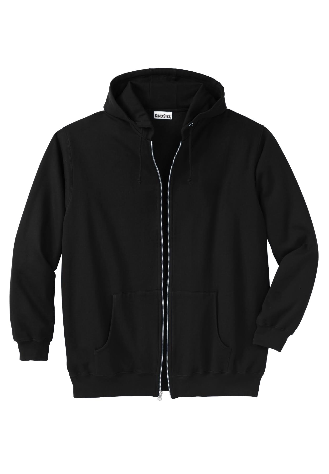 Men&s Big u0026 Tall Fleece Zip-Front Hoodie by KingSize in Black (Size XL)