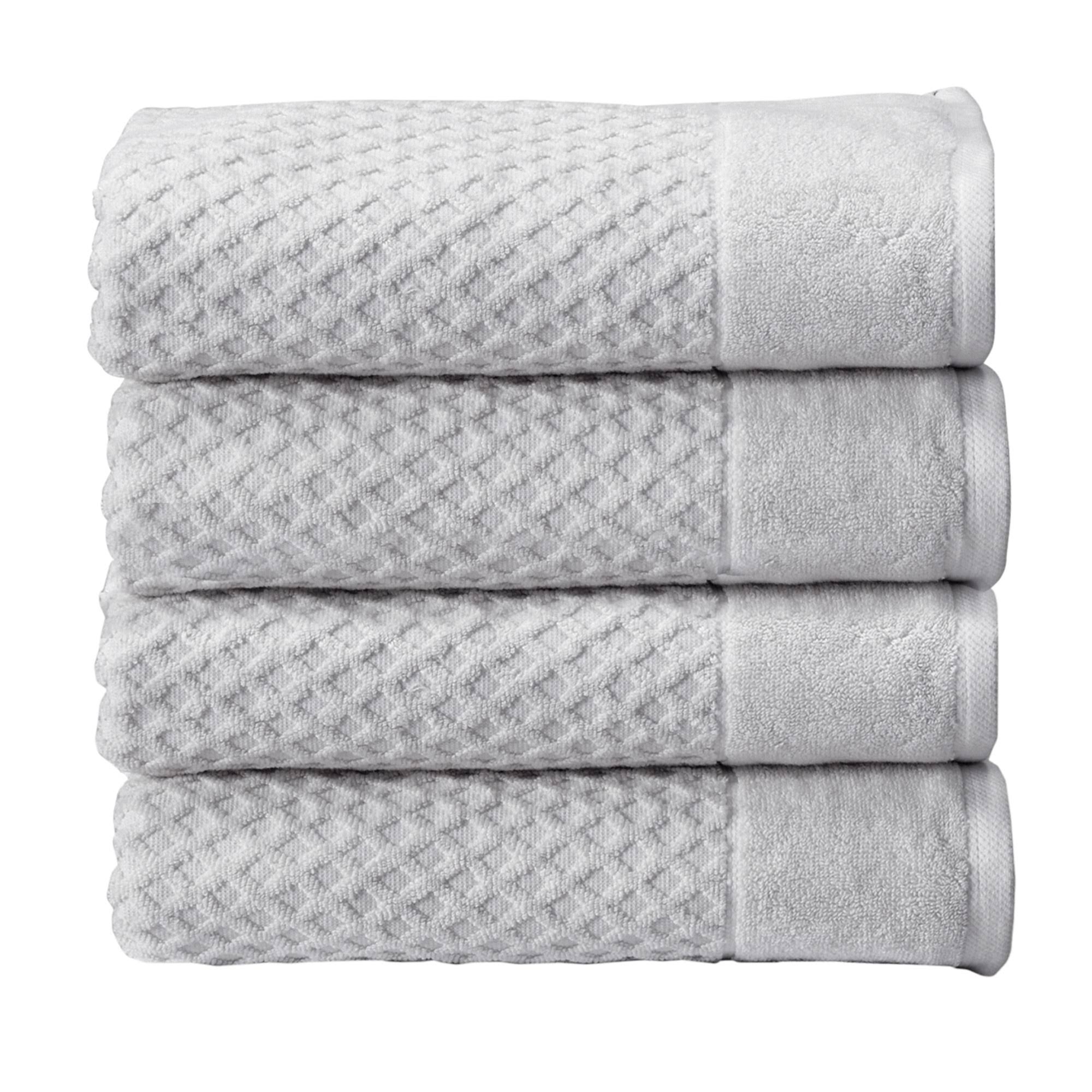 Great Bay Home 100% Cotton Textured 4 Pack Bath Towel Set Light Grey