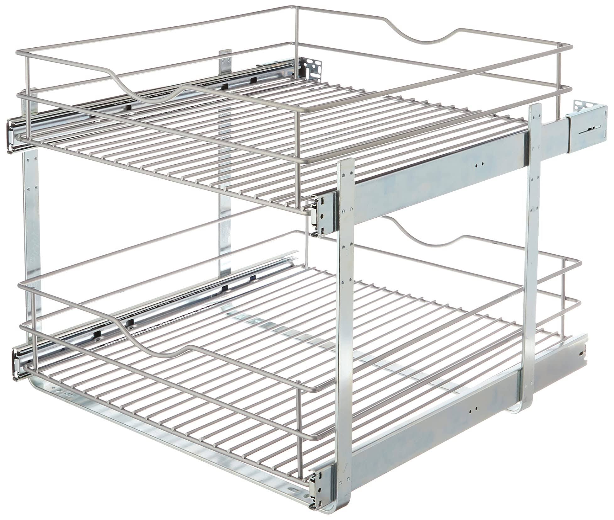 Knape u0026 Vogt RS-DBLMUB-20-FN 20.625 in. W x 21.75 in. D x 16.25 in. H Double Tier Pull Out Cabinet Organizer, Frosted Nickel
