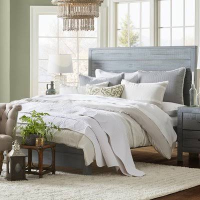 Grain Wood Furniture Montauk Panel Bed, Rustic Gray, Queen