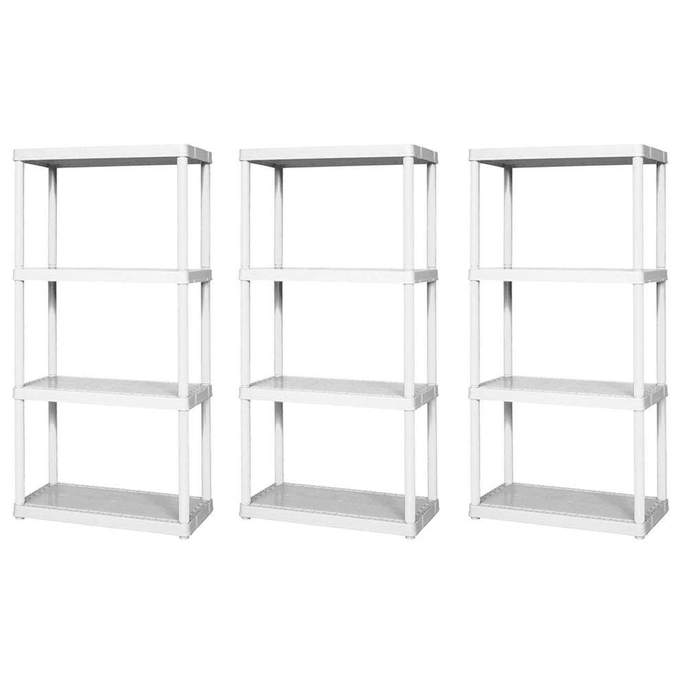 Gracious Living Easily Assembled Light Duty Solid Shelving Unit, White (3 Pack)