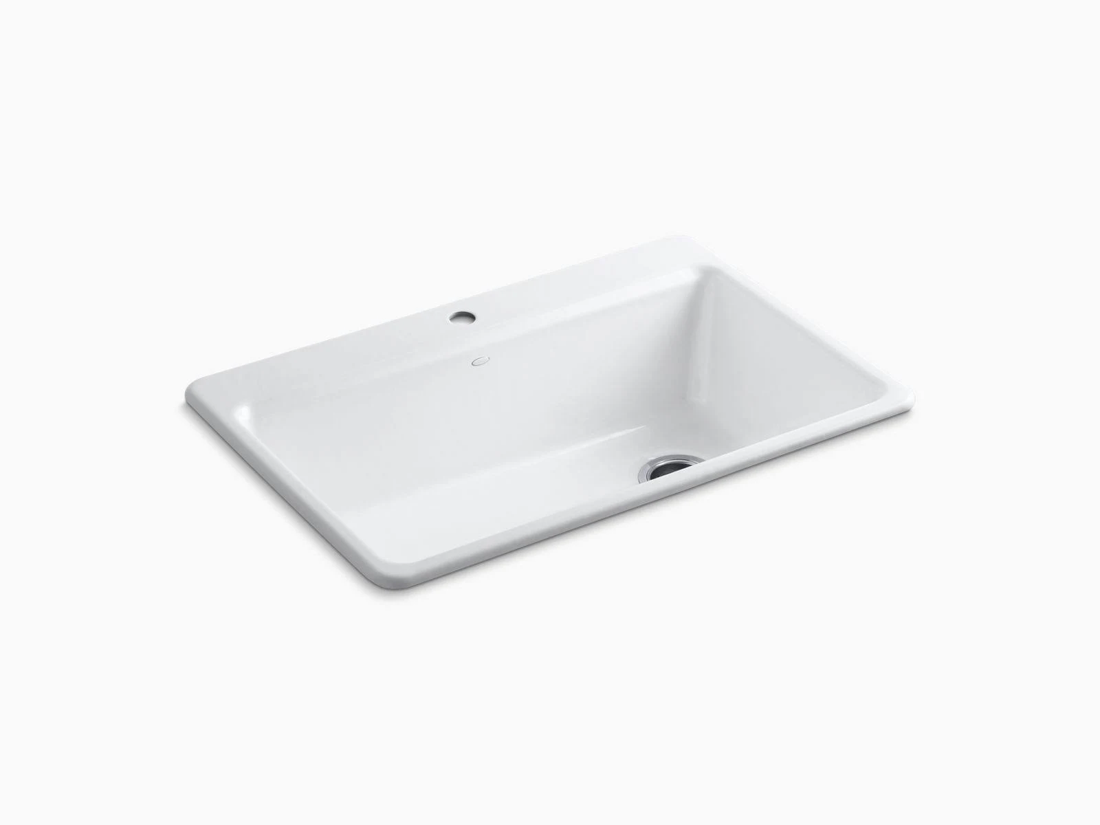 Kohler K-5871-1A2-0 Riverby Single Bowl Top-Mount Kitchen Sink, White