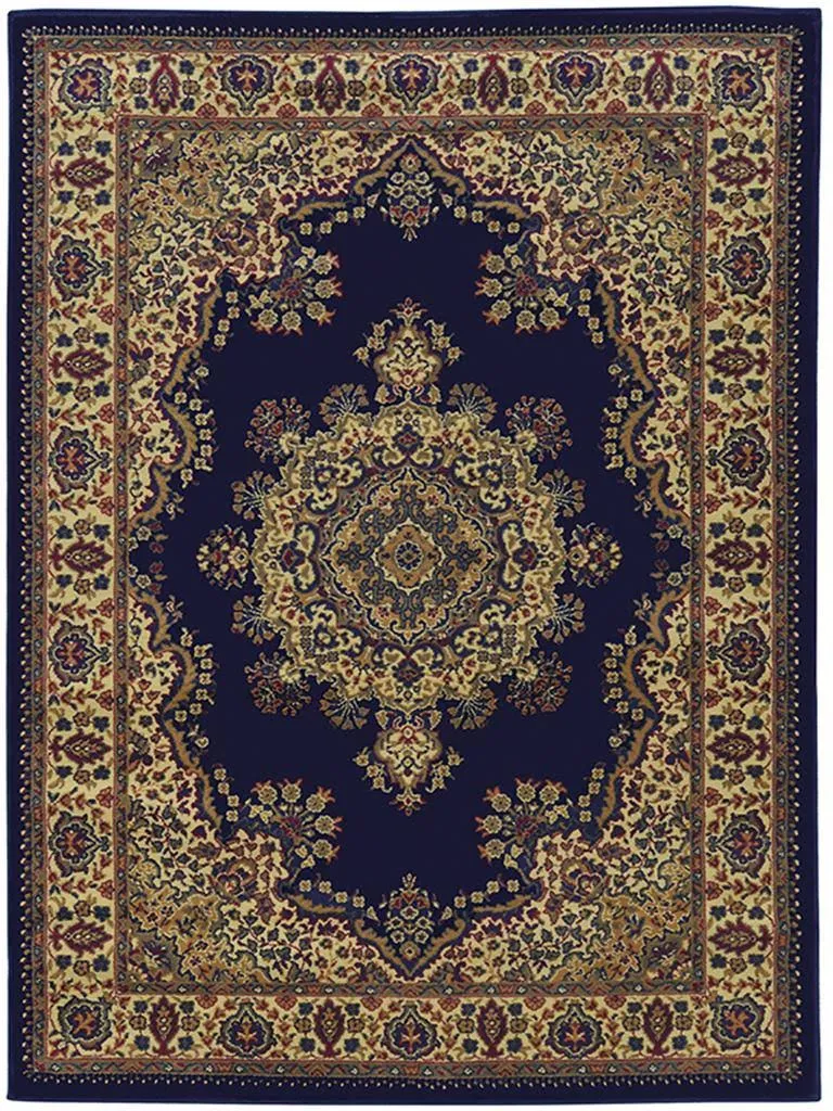 Radici USA Castello Area Rug 1191 Navy Blue Medallion Floral