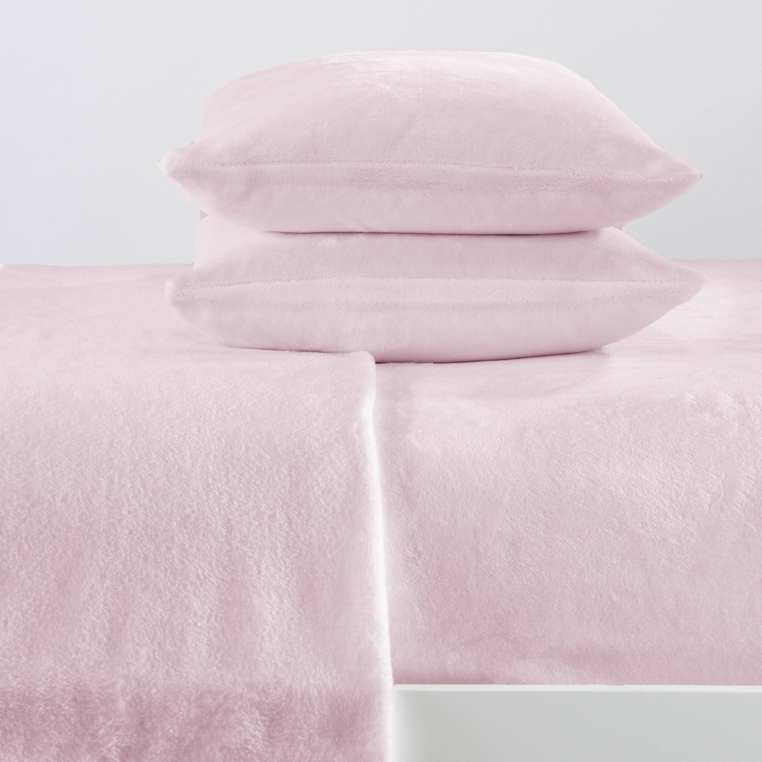 Great Bay Home Extra Soft Cozy Velvet Plush Solid Bed Sheet Set - Queen - Blush Pink