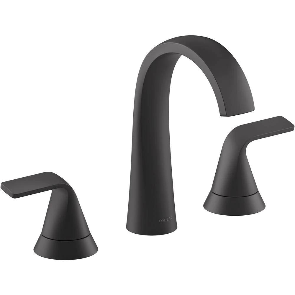 Kohler Cursiva 8 in. Widespread 2-Handle Bathroom Faucet in Matte Black