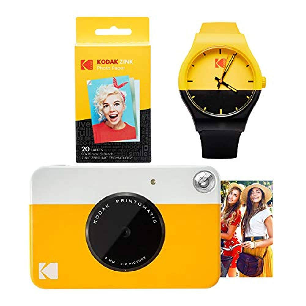 Kodak Printomatic Instant Print Camera (Yellow) Watch Bundle