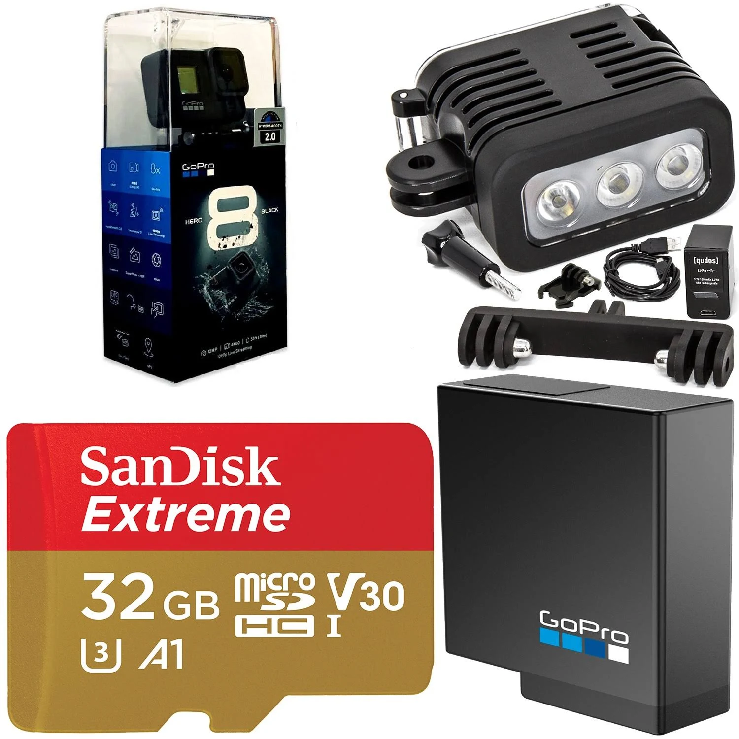 GoPro Hero8 Action Camera (Black) with Starter Accessory Bundle