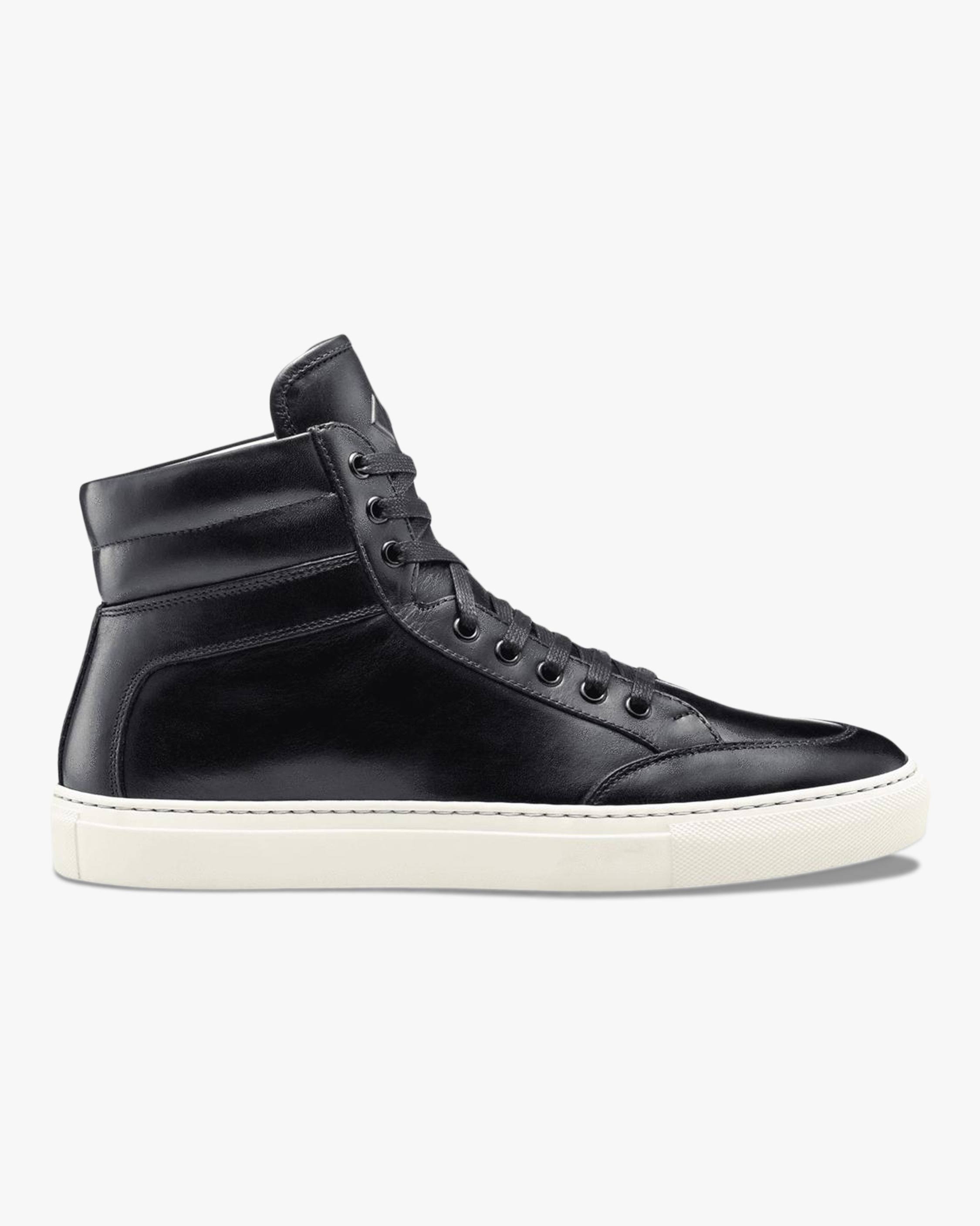 KOIO Men&s Primo High-Top Sneaker in Onyx Black Size 8 | Leather/Rubber