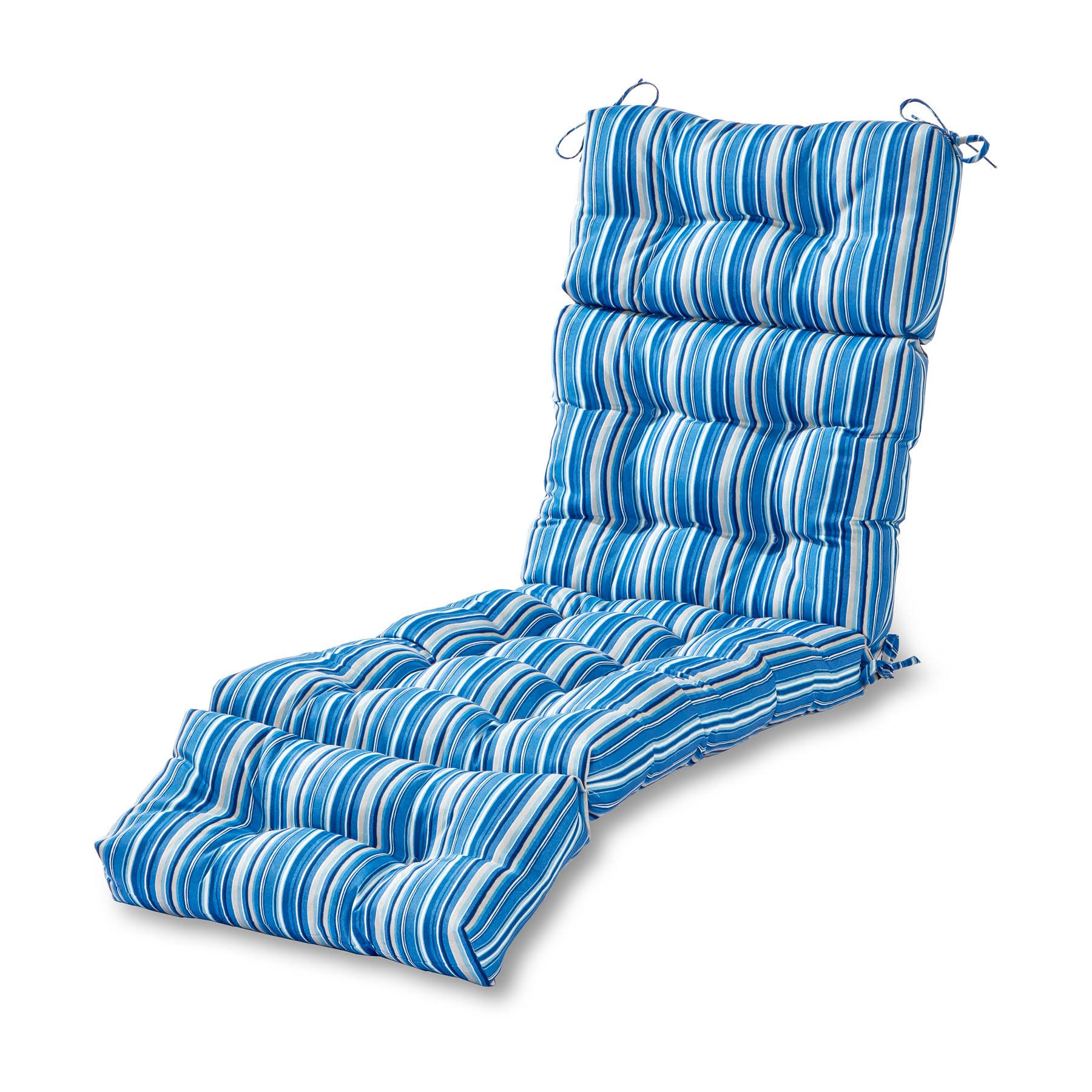Outdoor Chaise Lounger Cushion Sapphire Stripe Greendale Home Fashions